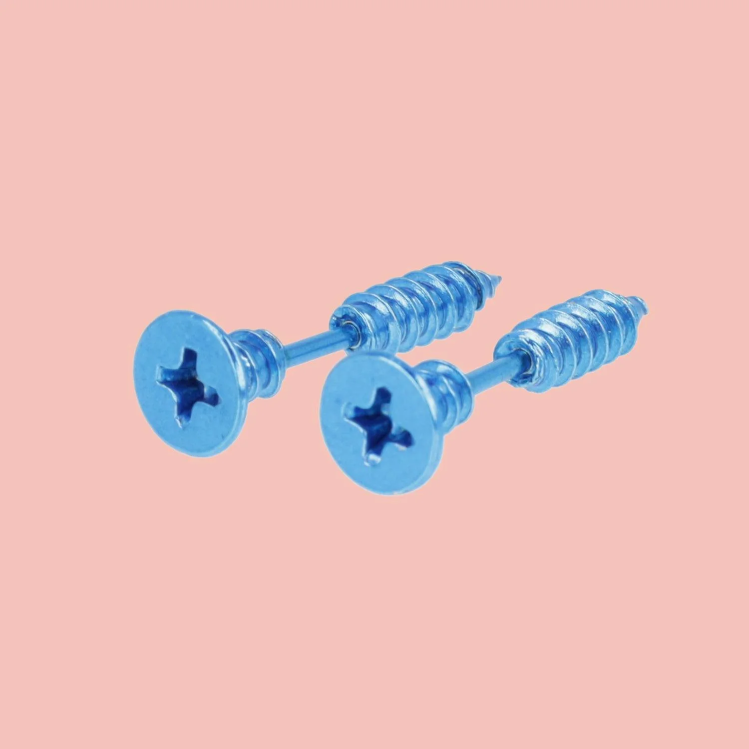 Bright Blue Screw Earrings - Image 2