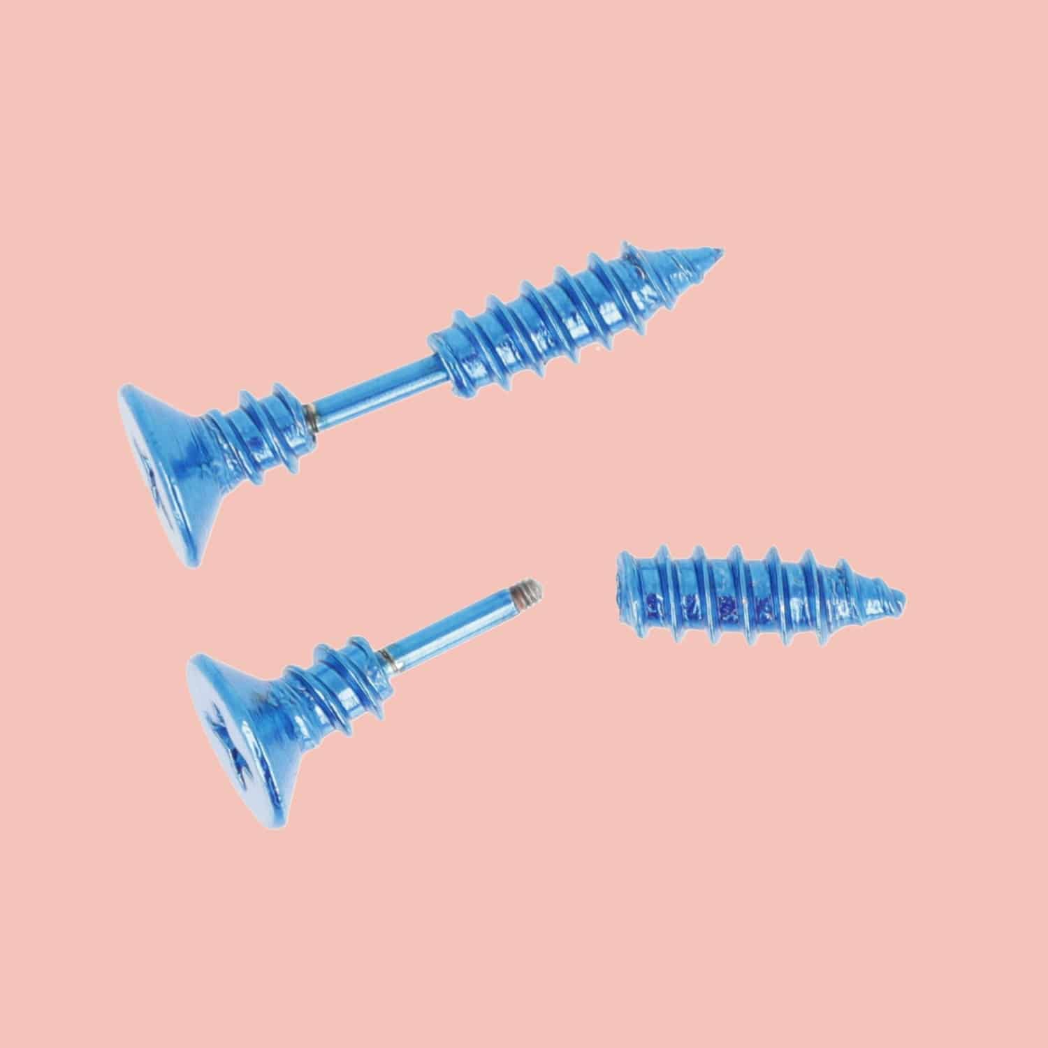 Bright Blue Screw Earrings - Image 5