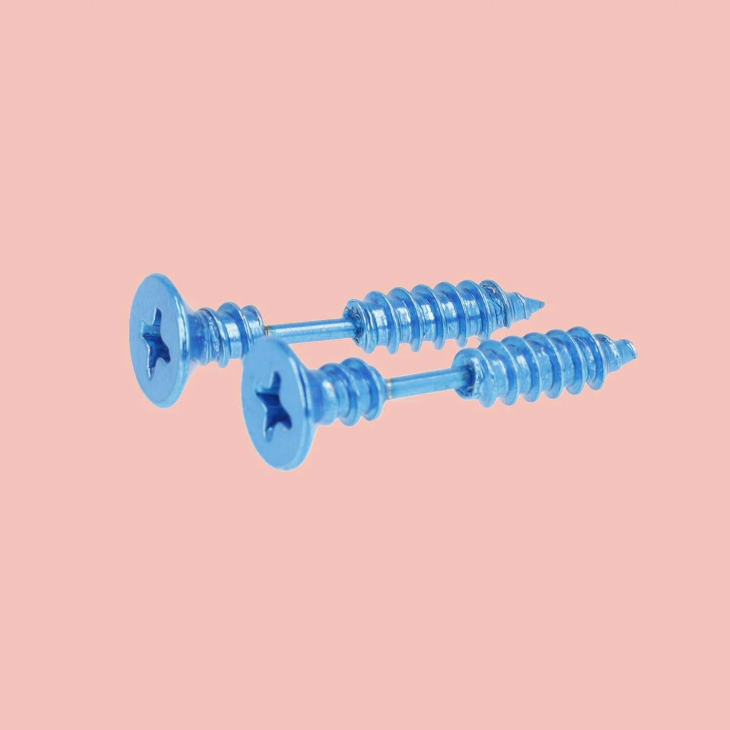 Bright Blue Screw Earrings - Image 6