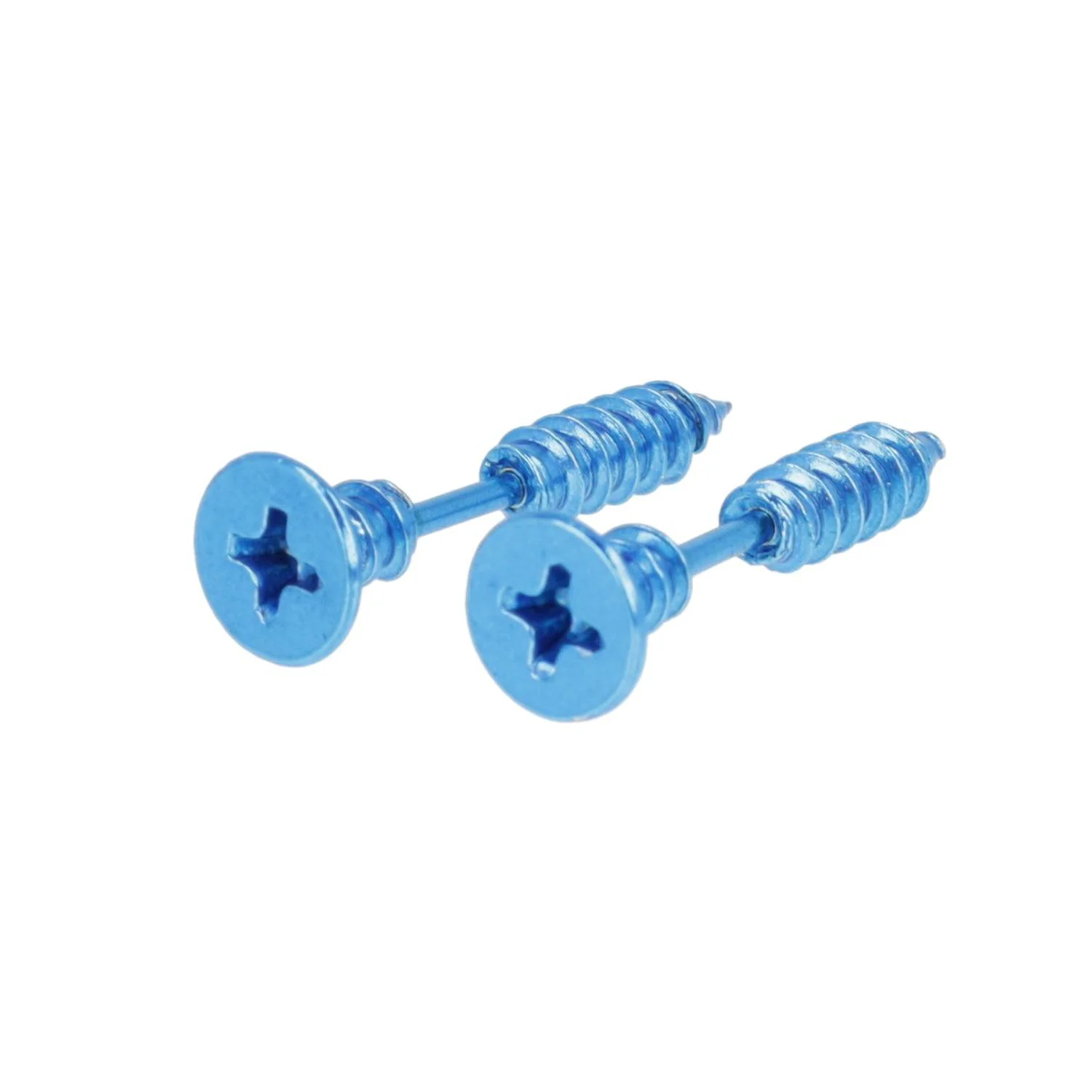 Bright Blue Screw Earrings - Image 7