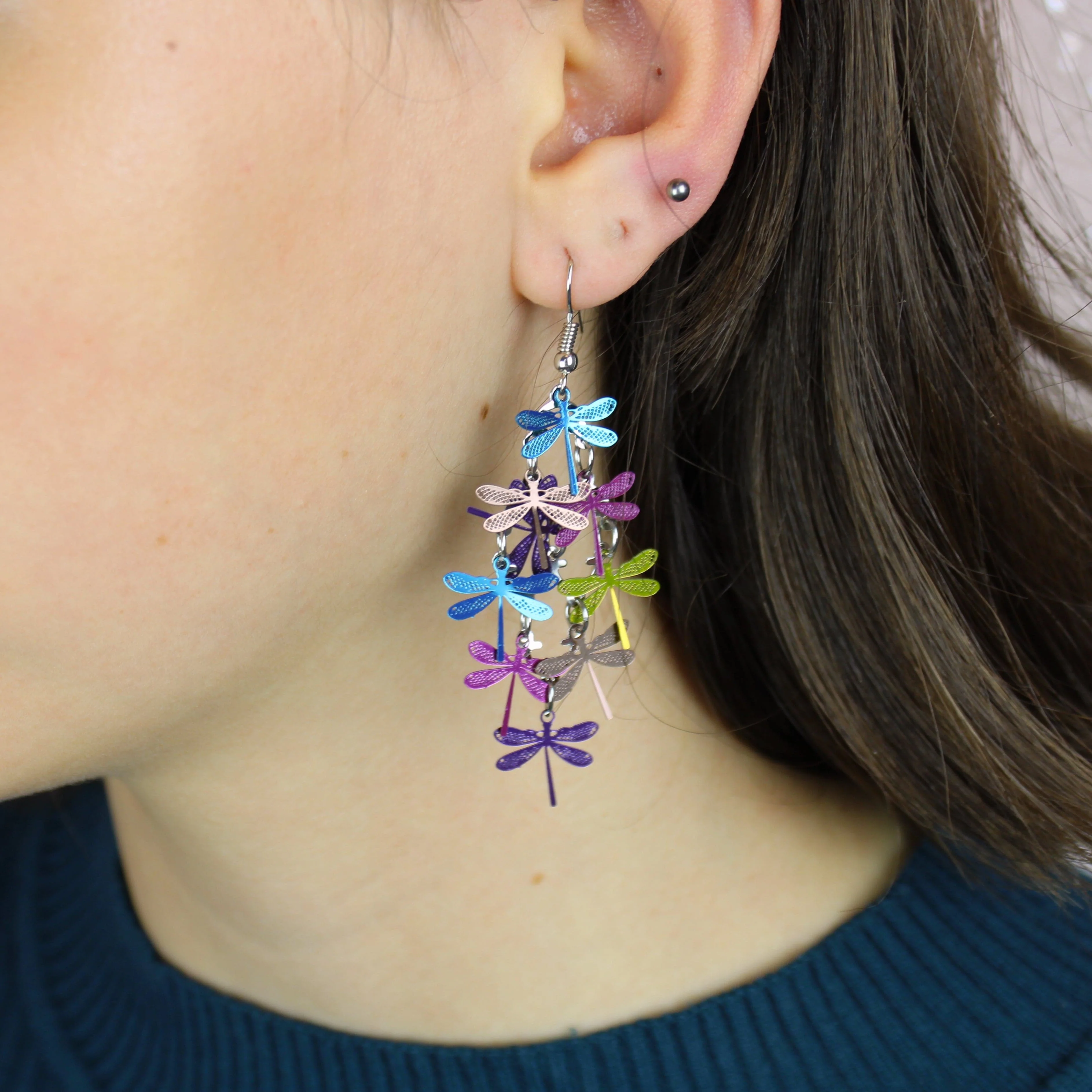 Bright Dragonfly Earrings - Image 2