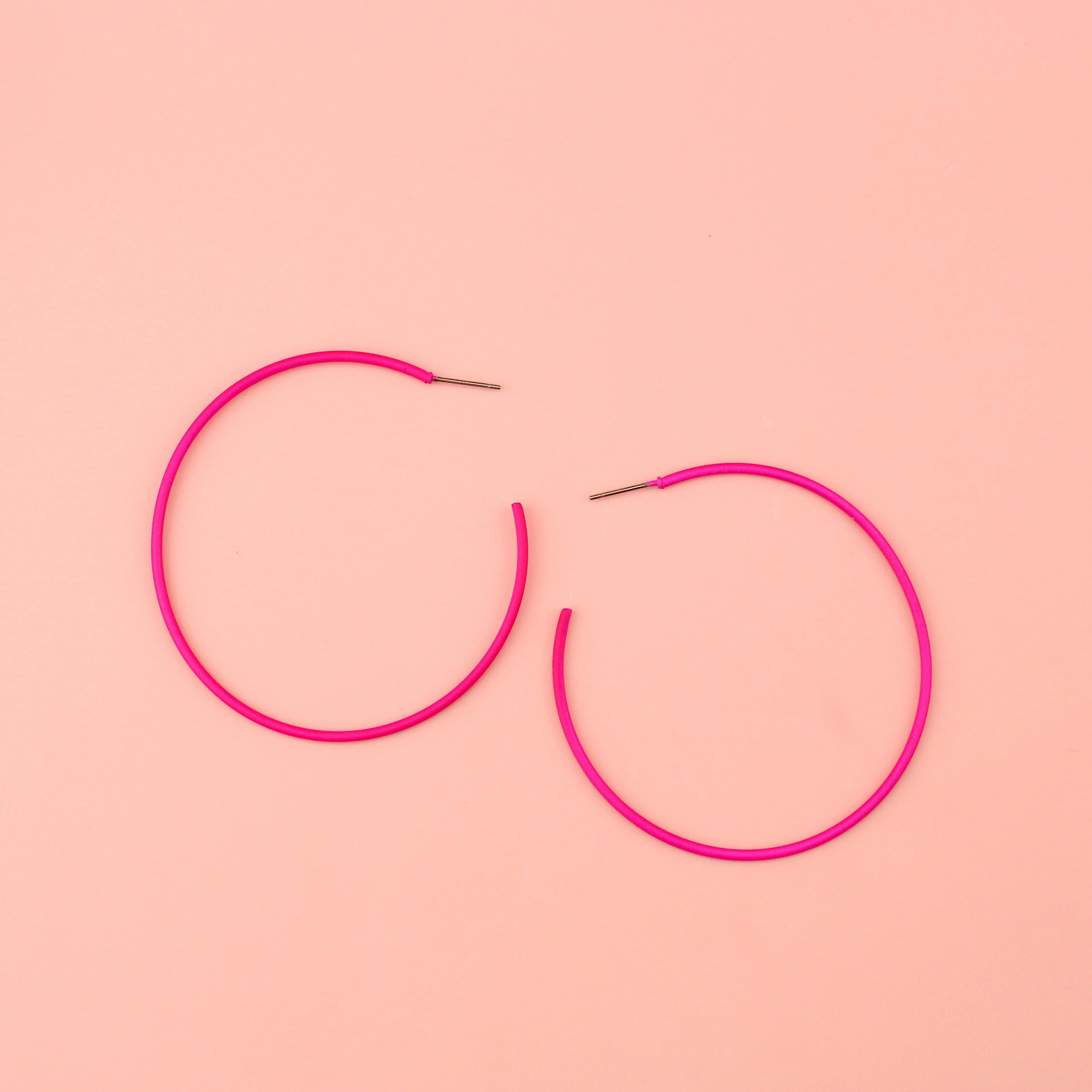 Bright Pink Hoop Earrings