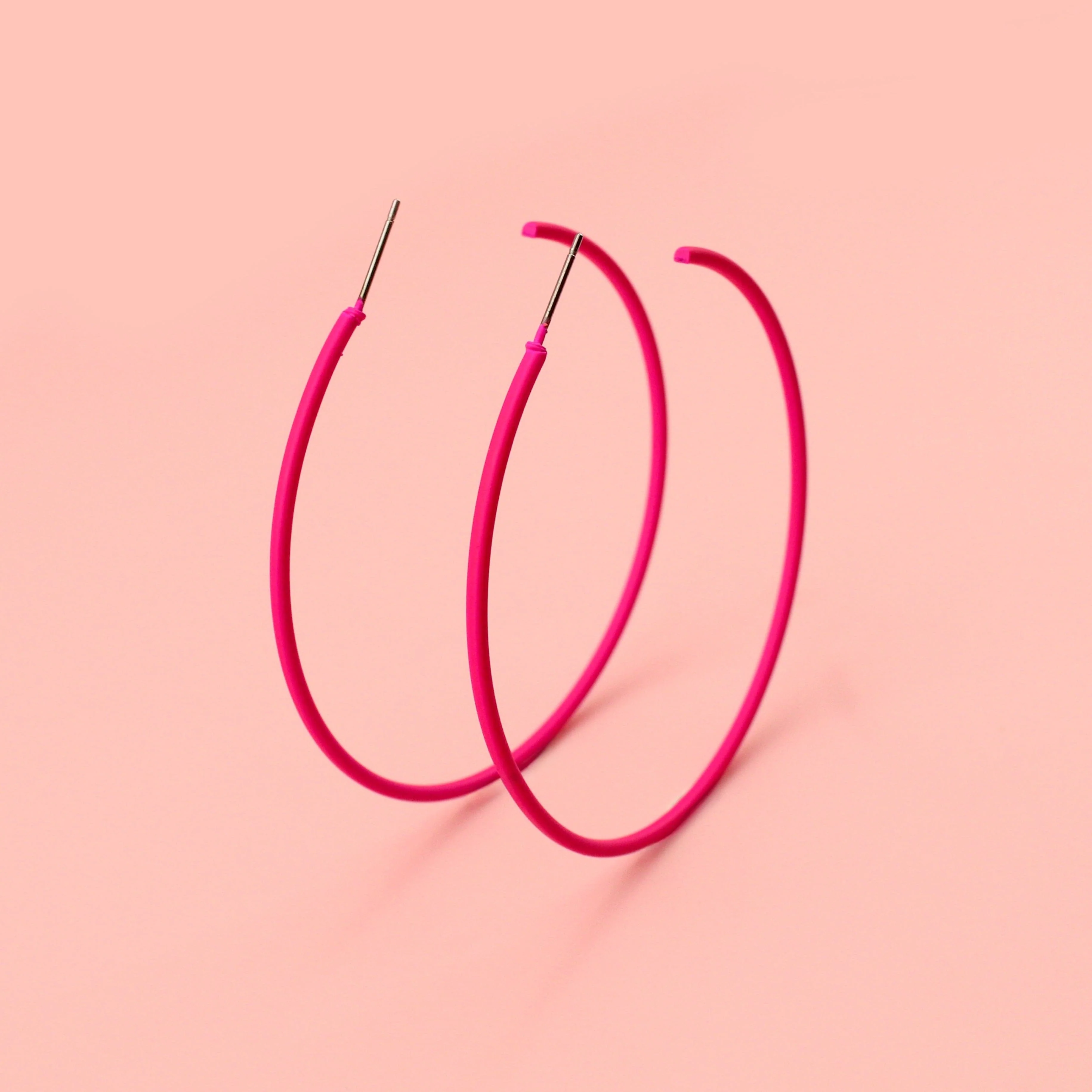 Bright Pink Hoop Earrings - Image 2