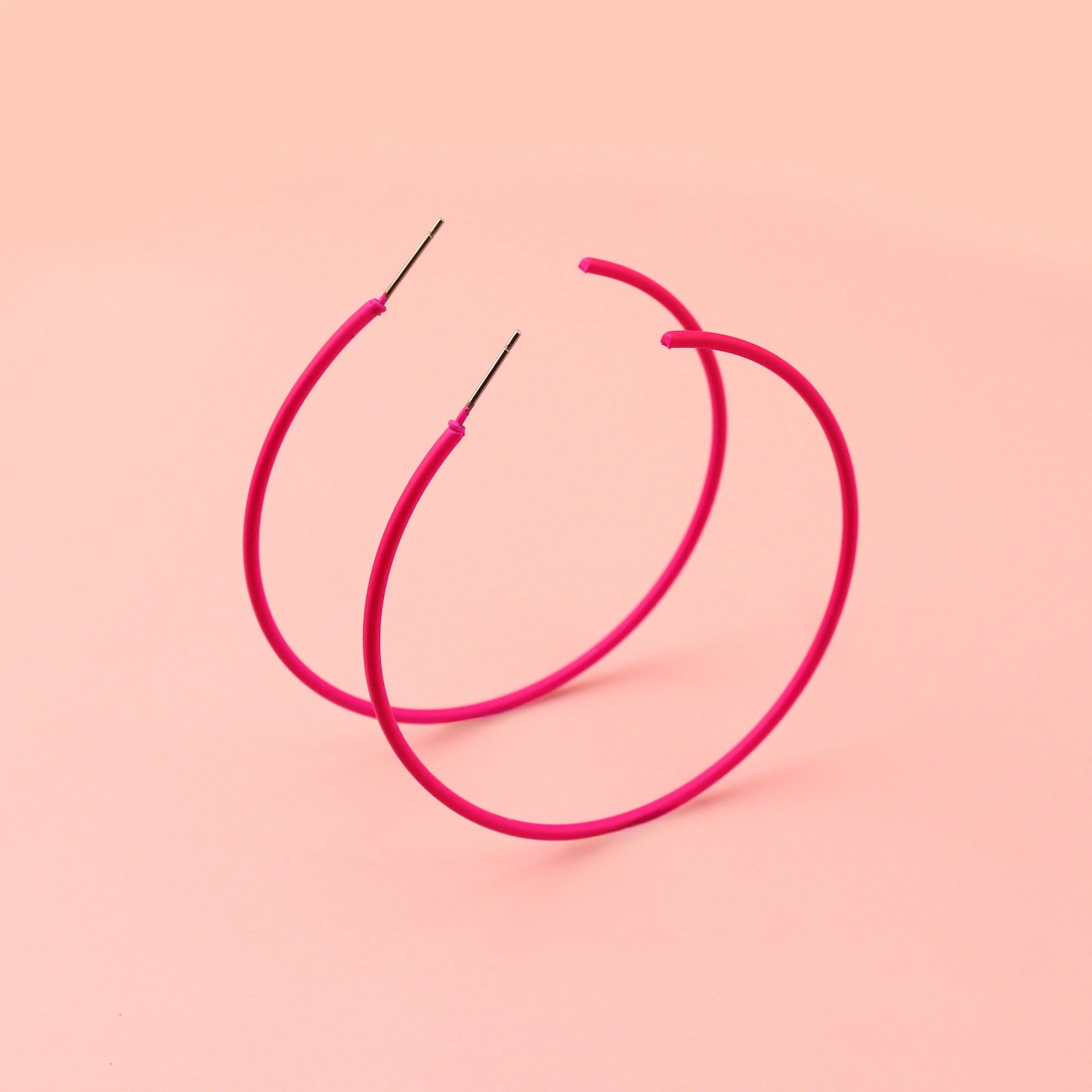 Bright Pink Hoop Earrings - Image 3