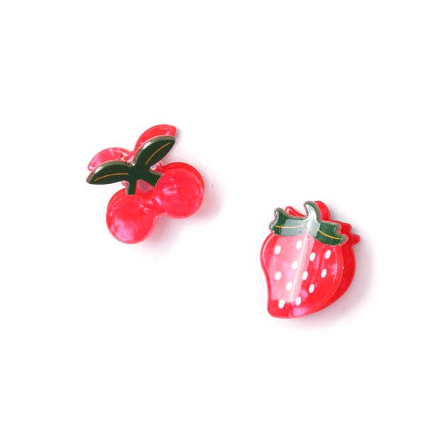 Cherry & Strawberry Mini Hair Clips Set - Image 2