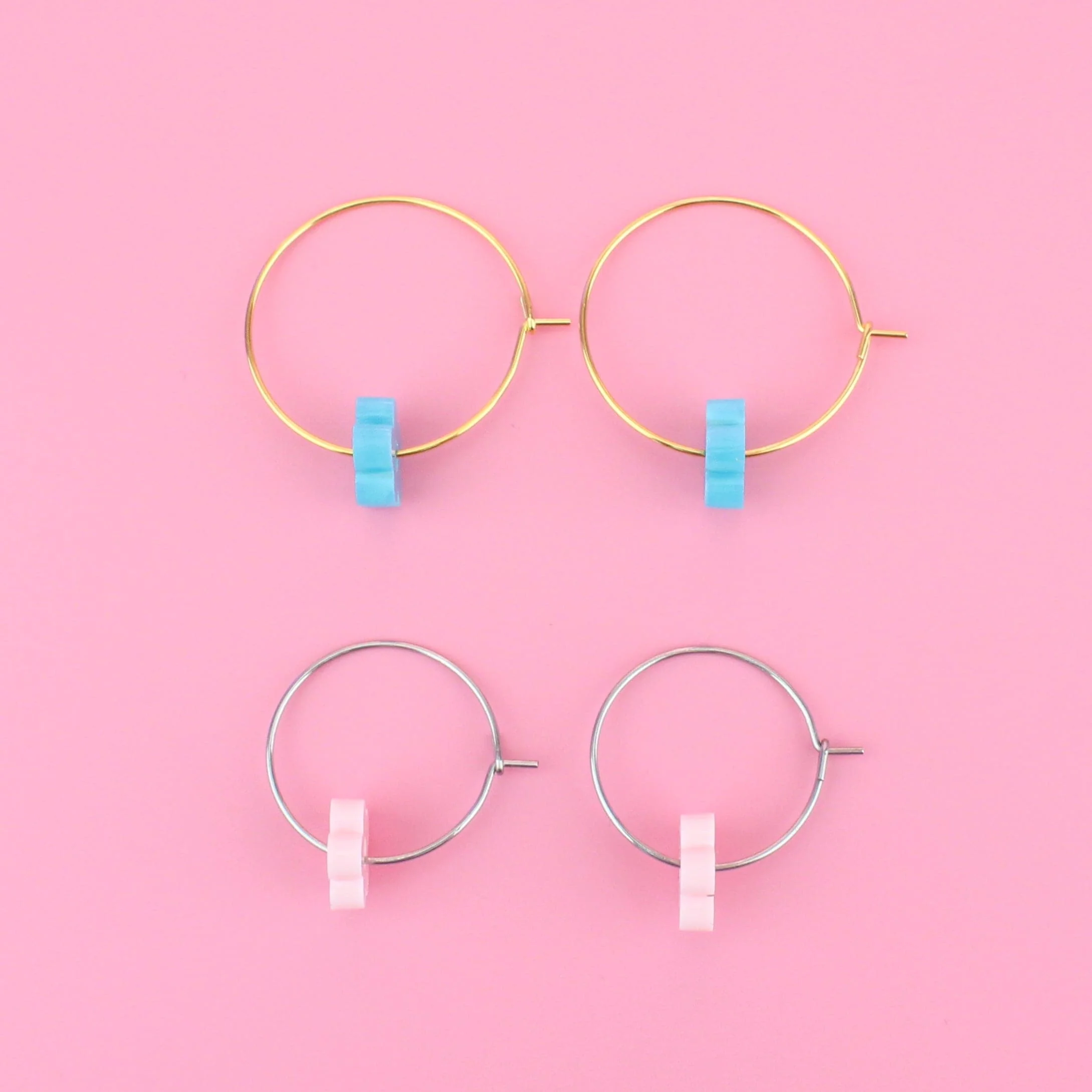 Bubblegum Flower Power Hoop Earring Set - Image 5
