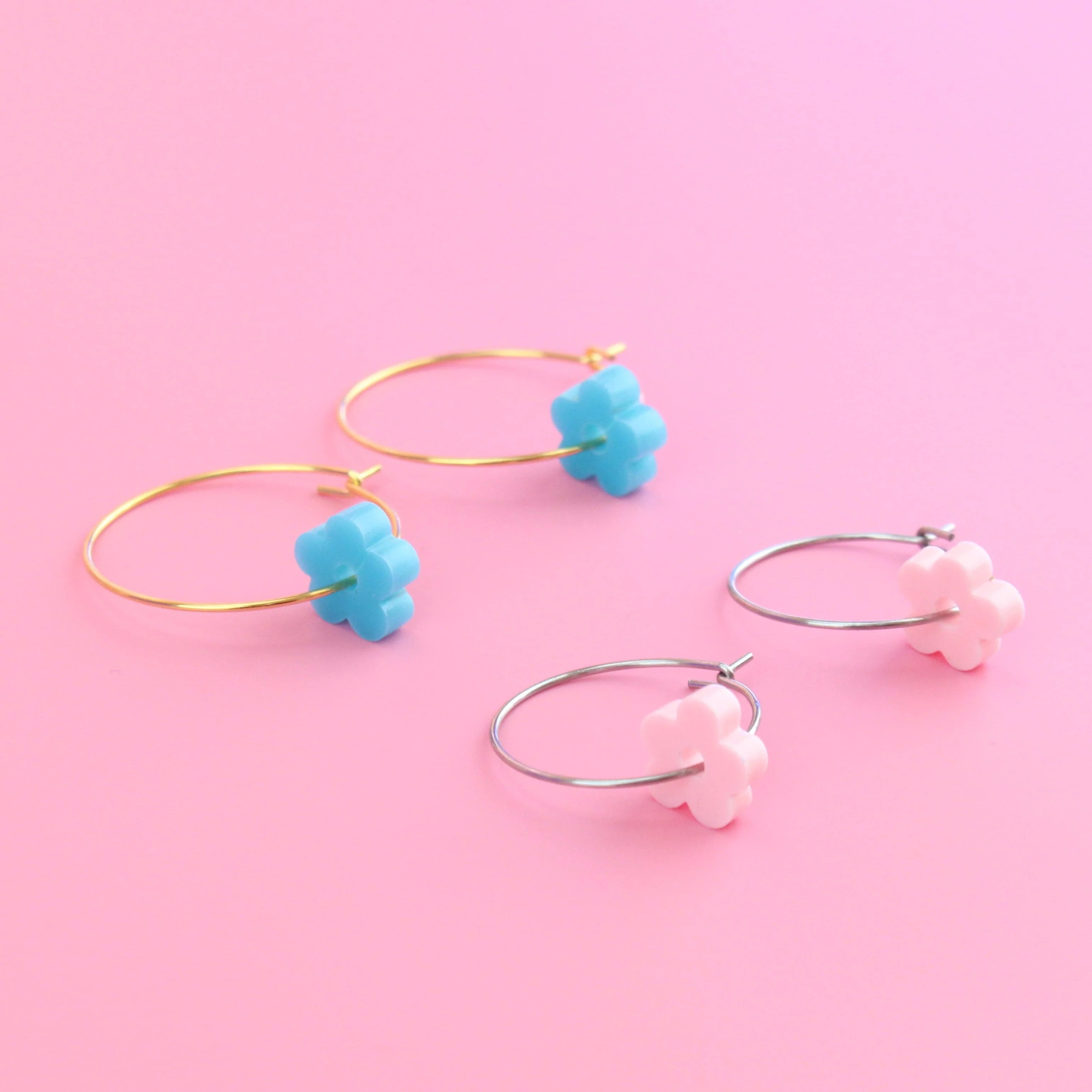 Bubblegum Flower Power Hoop Earring Set - Image 6