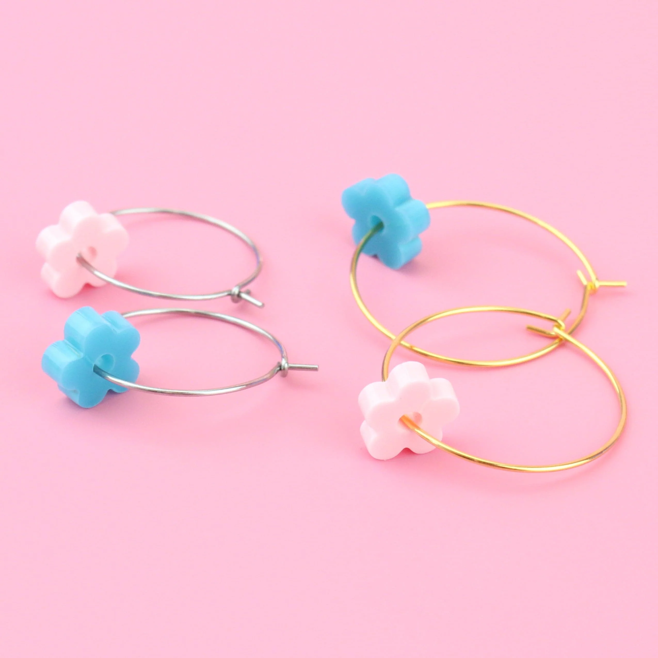 Bubblegum Flower Power Hoop Earring Set - Image 9