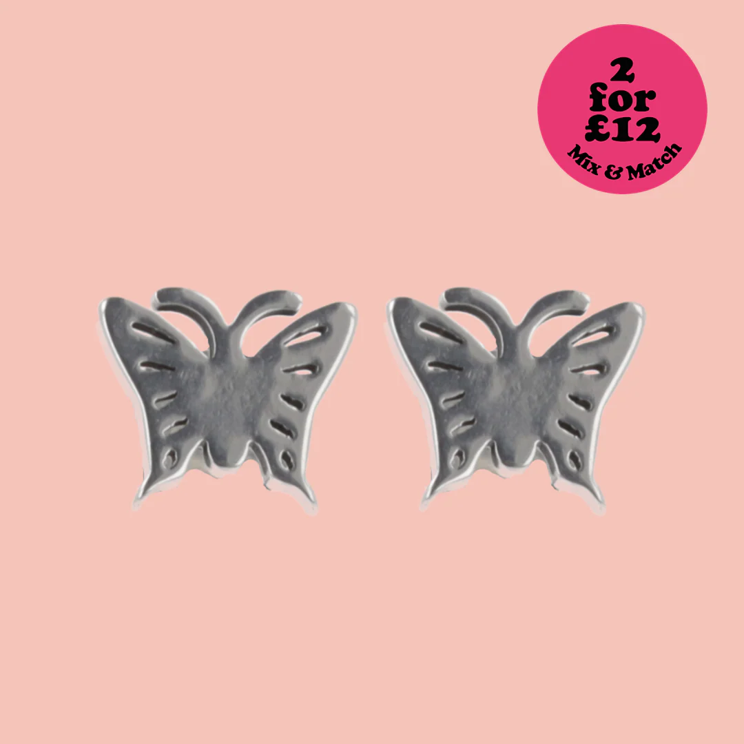 Butterfly Screw On Stud Earrings