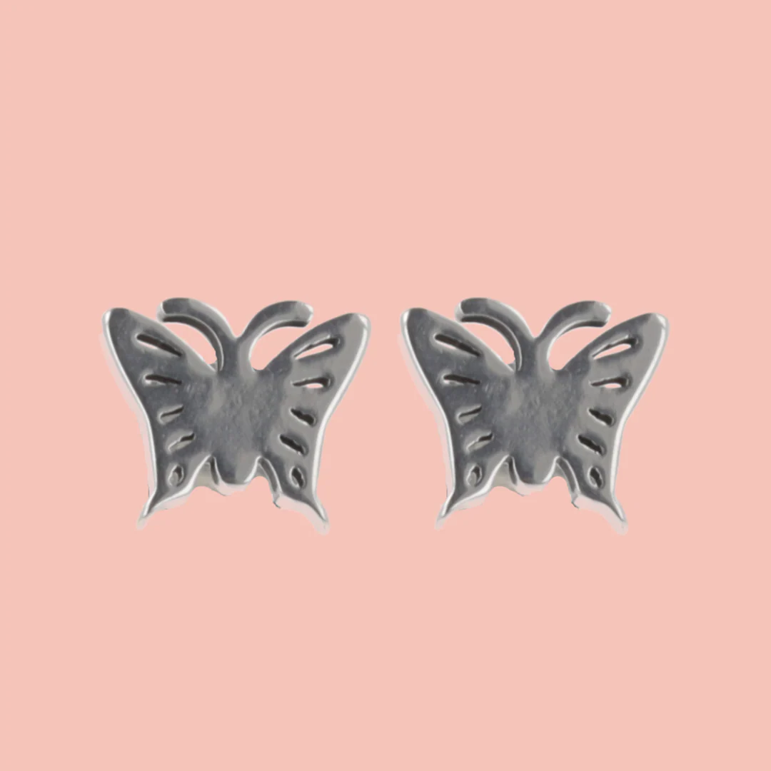 Butterfly Screw On Stud Earrings - Image 2
