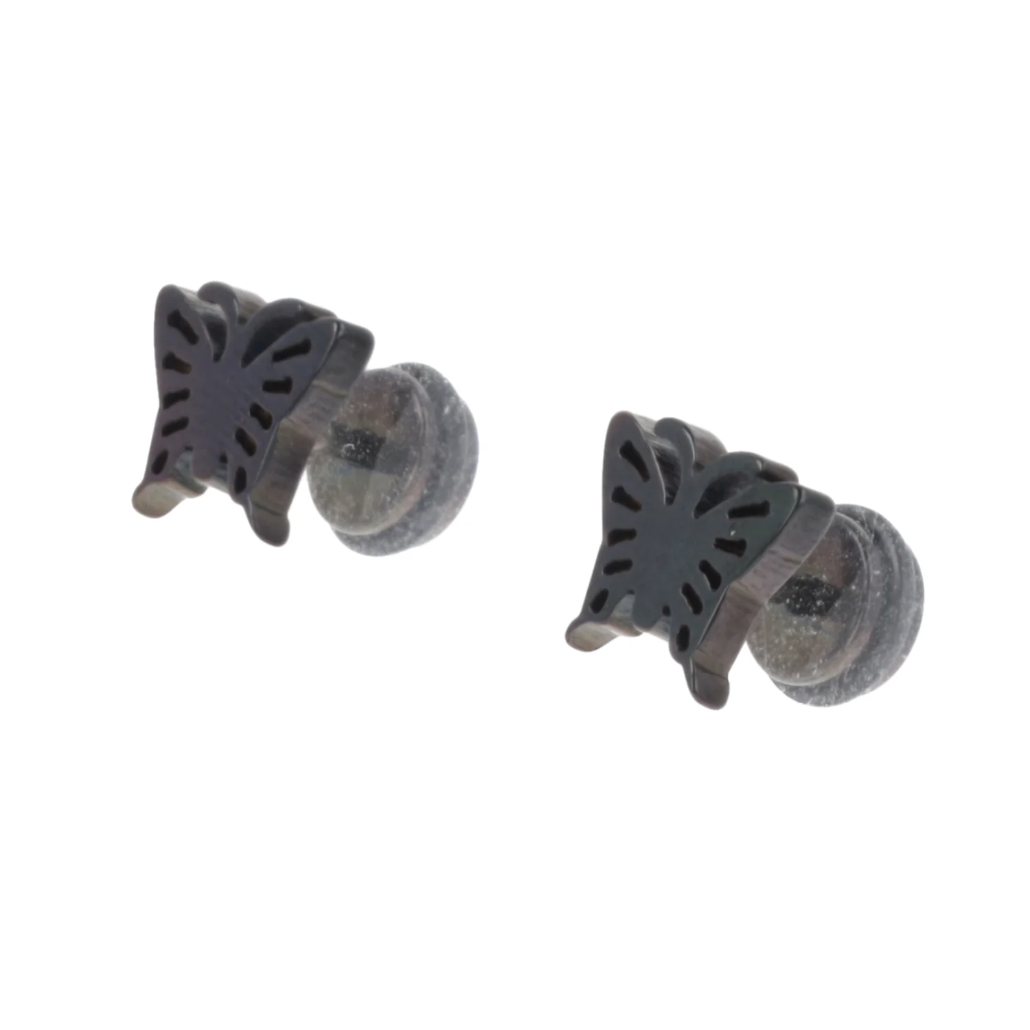 Butterfly Screw On Stud Earrings (Black) - Image 5