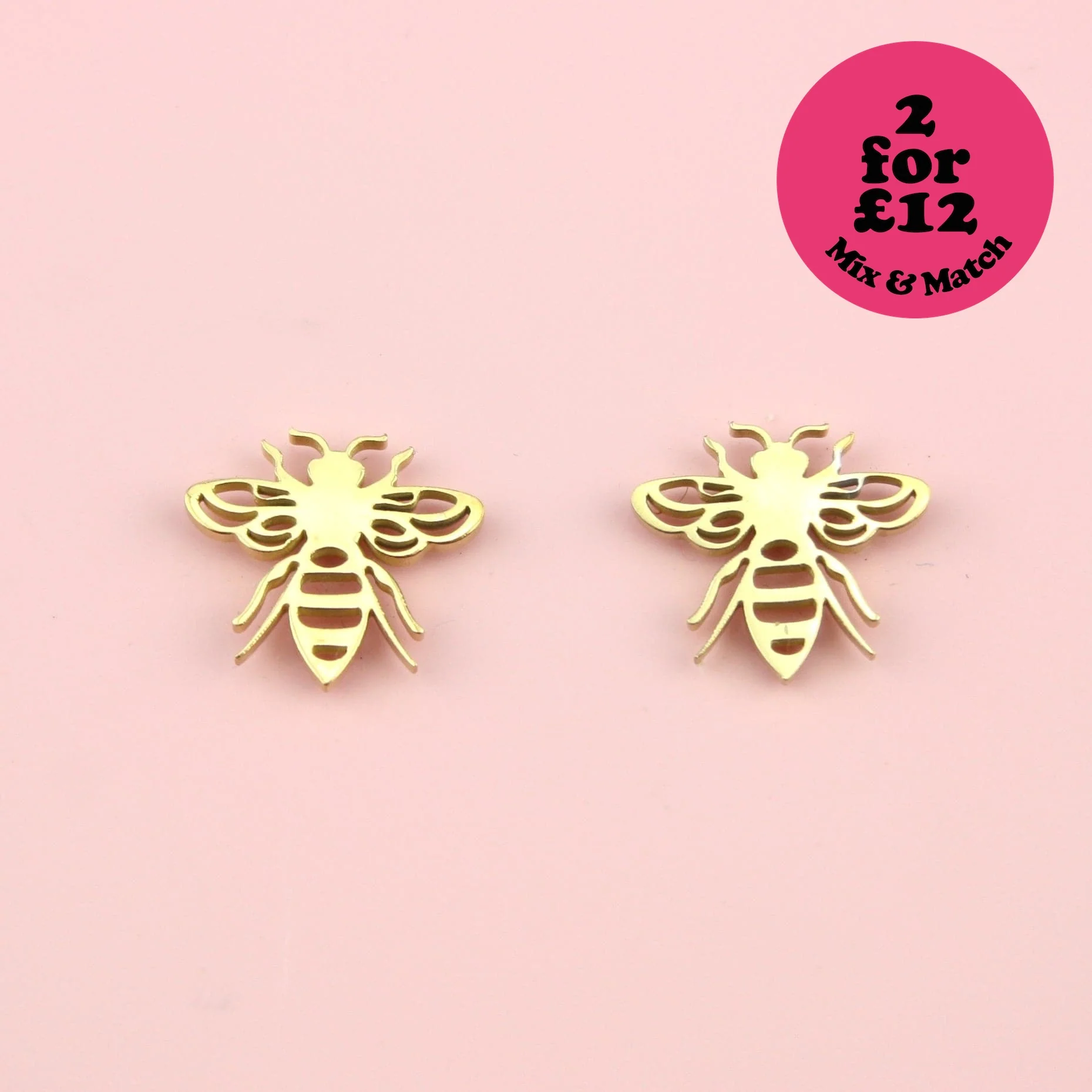 Buzzy Bee Stud Earrings (Gold Plated)