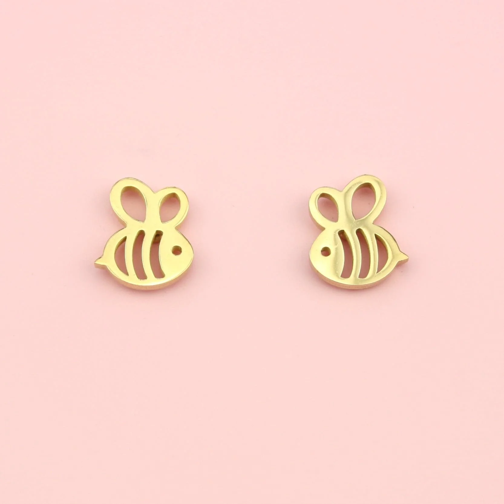 Cartoon Bee Stud Earrings (Gold Plated)