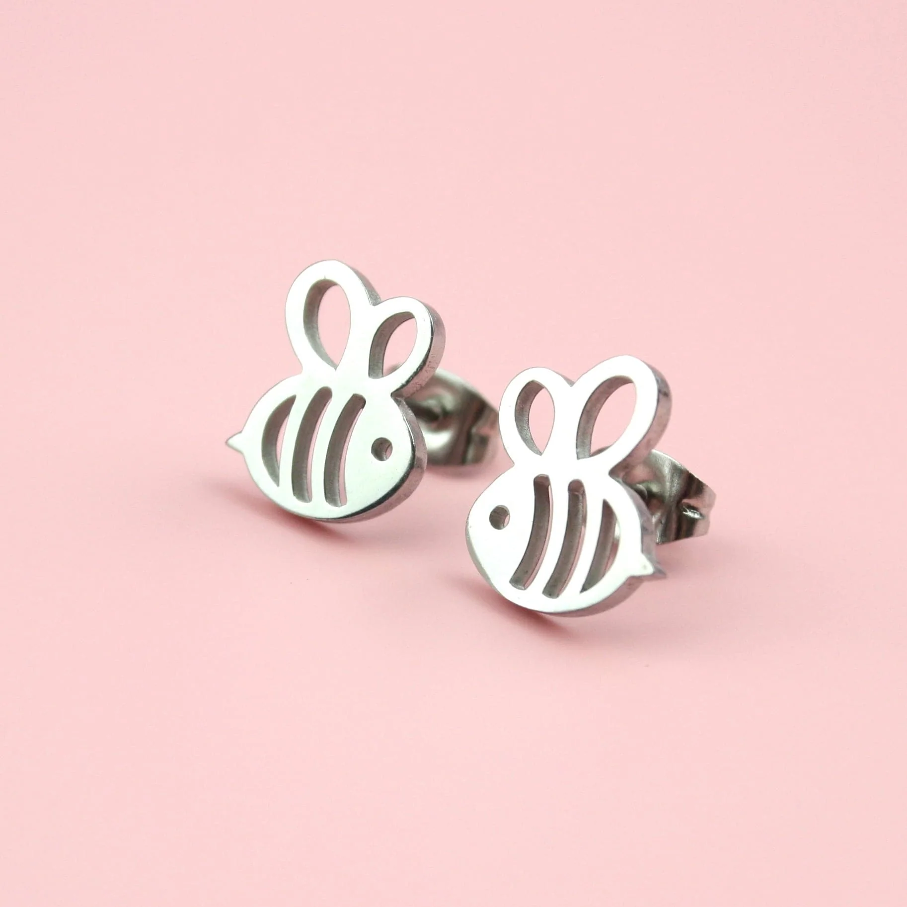 Cartoon Bee Stud Earrings (Stainless Steel) - Image 3