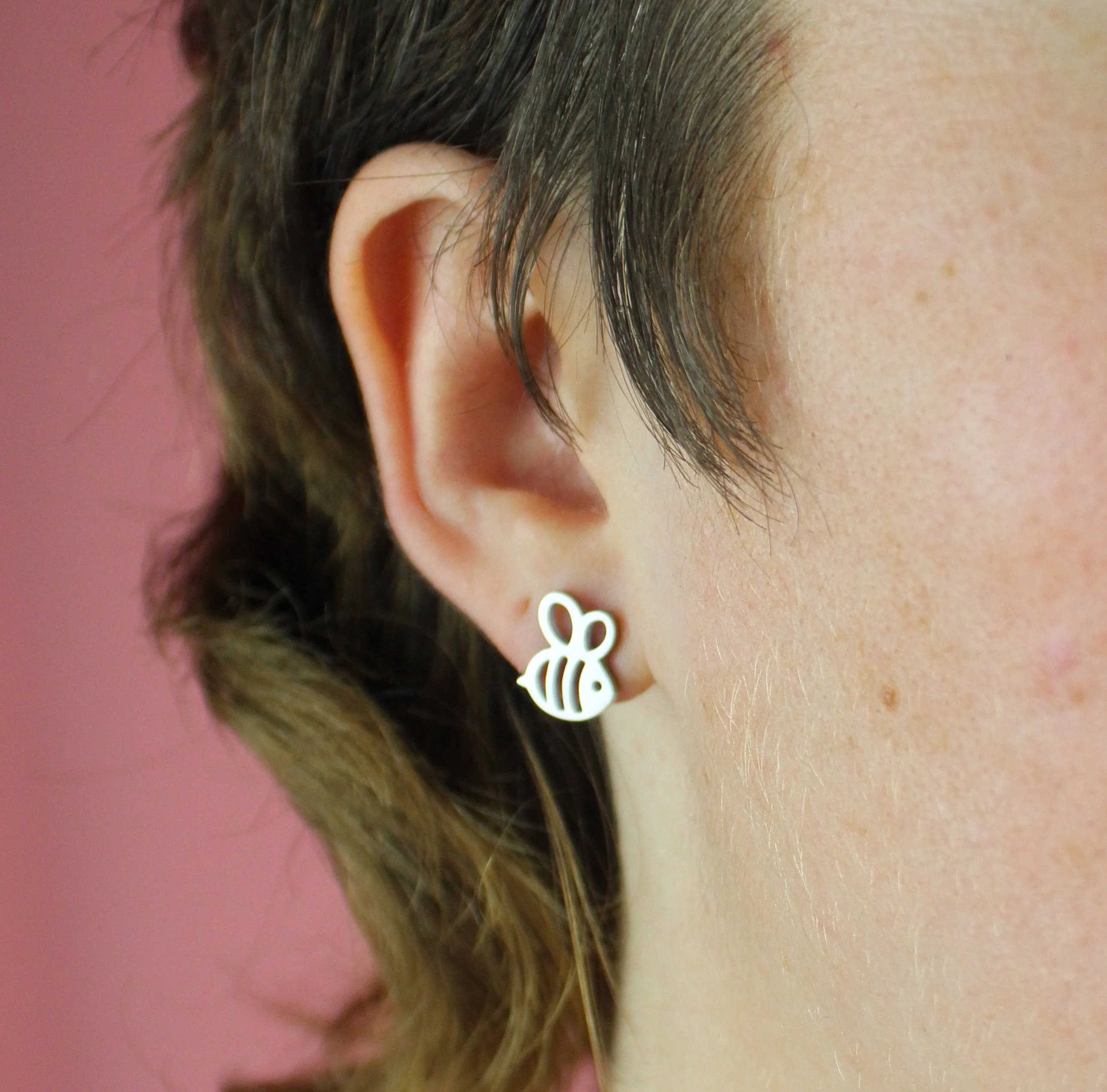 Cartoon Bee Stud Earrings (Stainless Steel) - Image 4