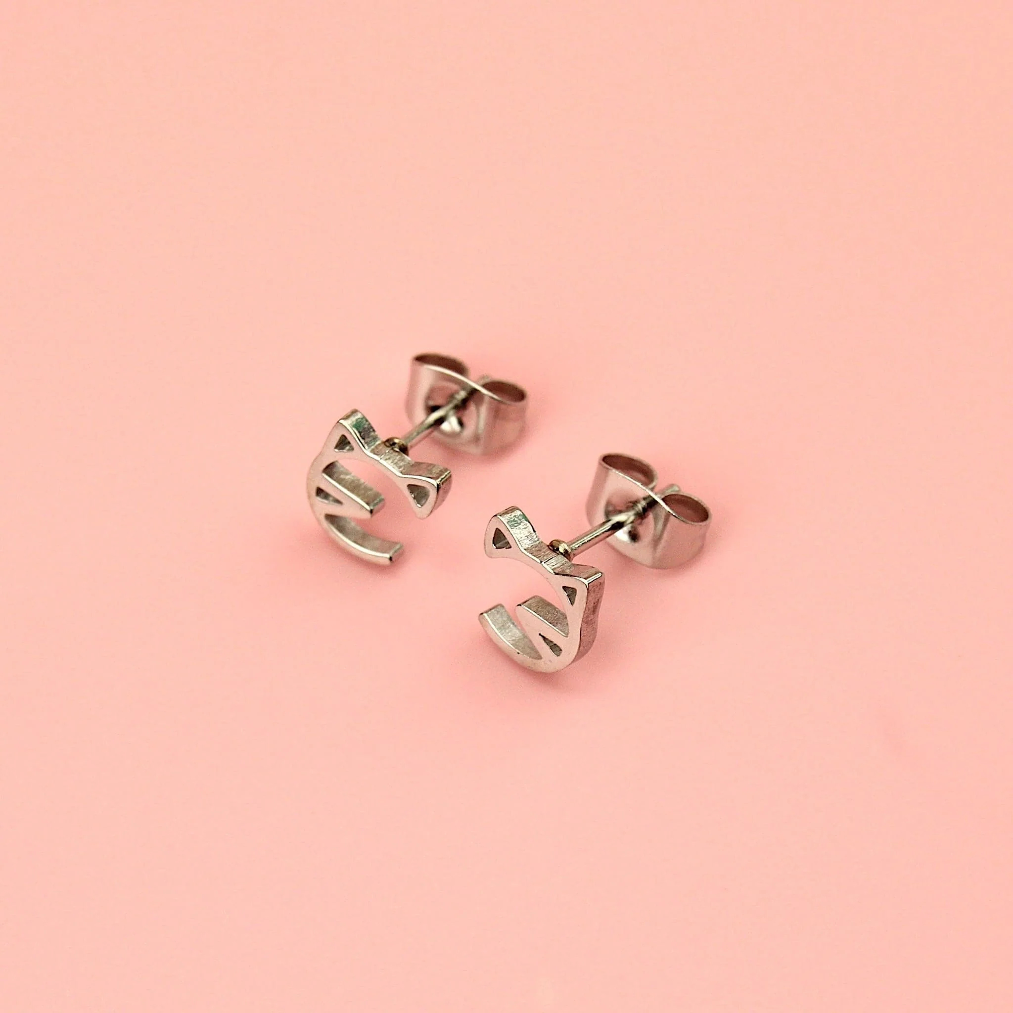 Cat Face Stud Earrings - Image 3