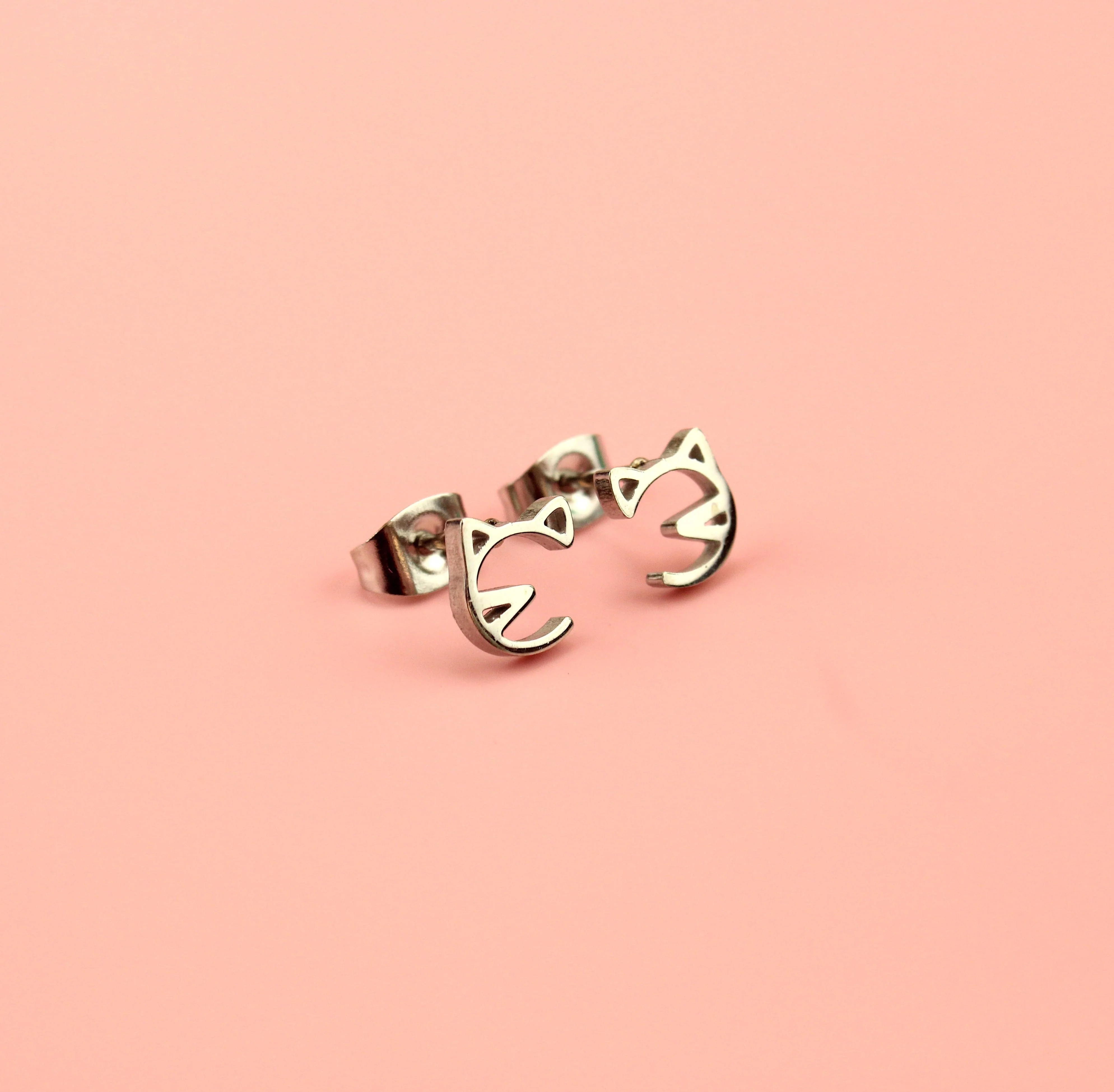 Cat Face Stud Earrings - Image 5