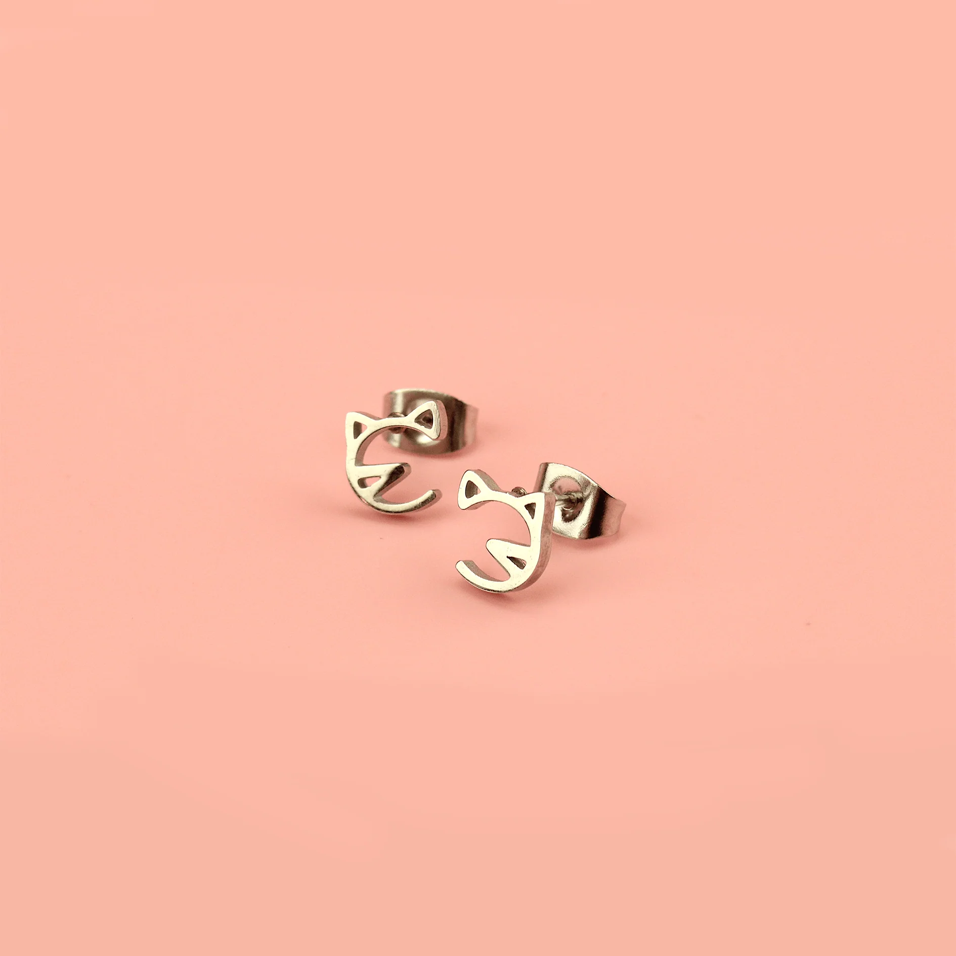 Cat Face Stud Earrings - Image 6
