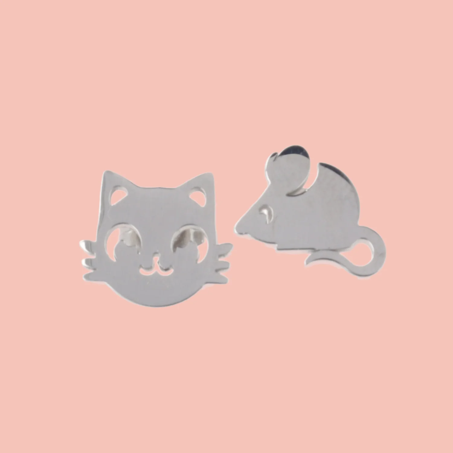 Cat & Mouse Stud Earrings - Image 2