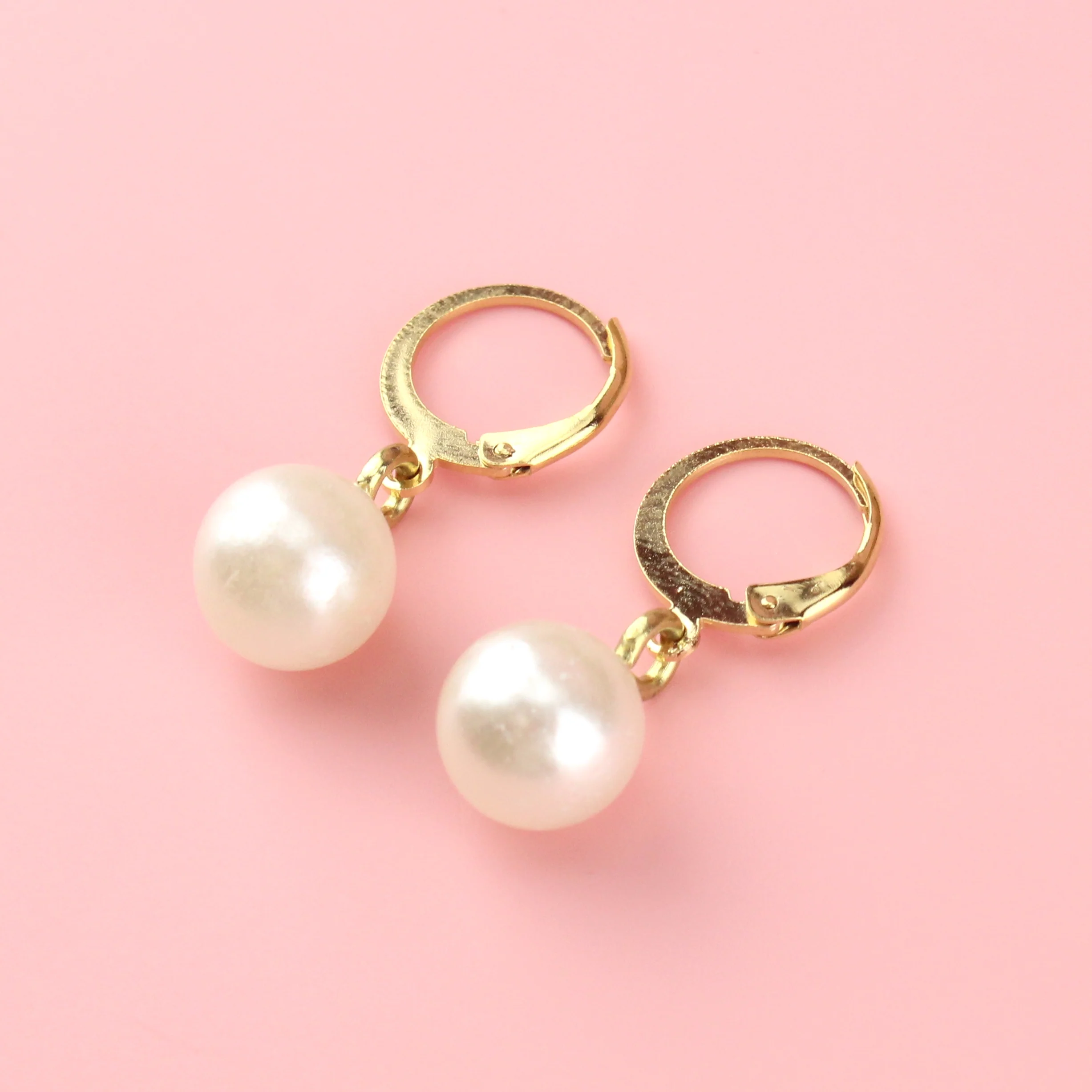 Cherished Pearl Huggie Hoop Earrings (Gold Plated) - Image 5