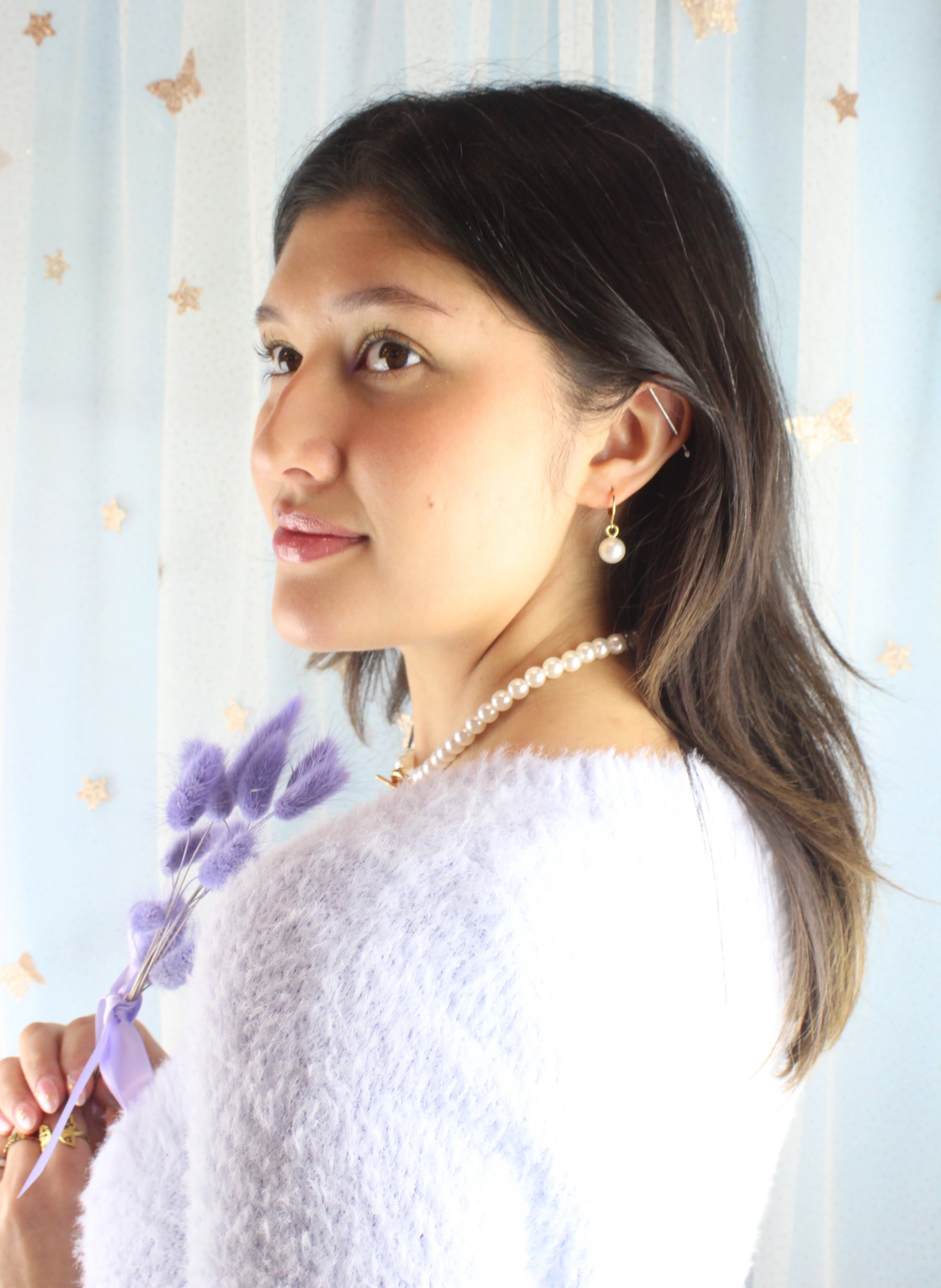 Cherished Pearl Huggie Hoop Earrings (Gold Plated) - Image 6