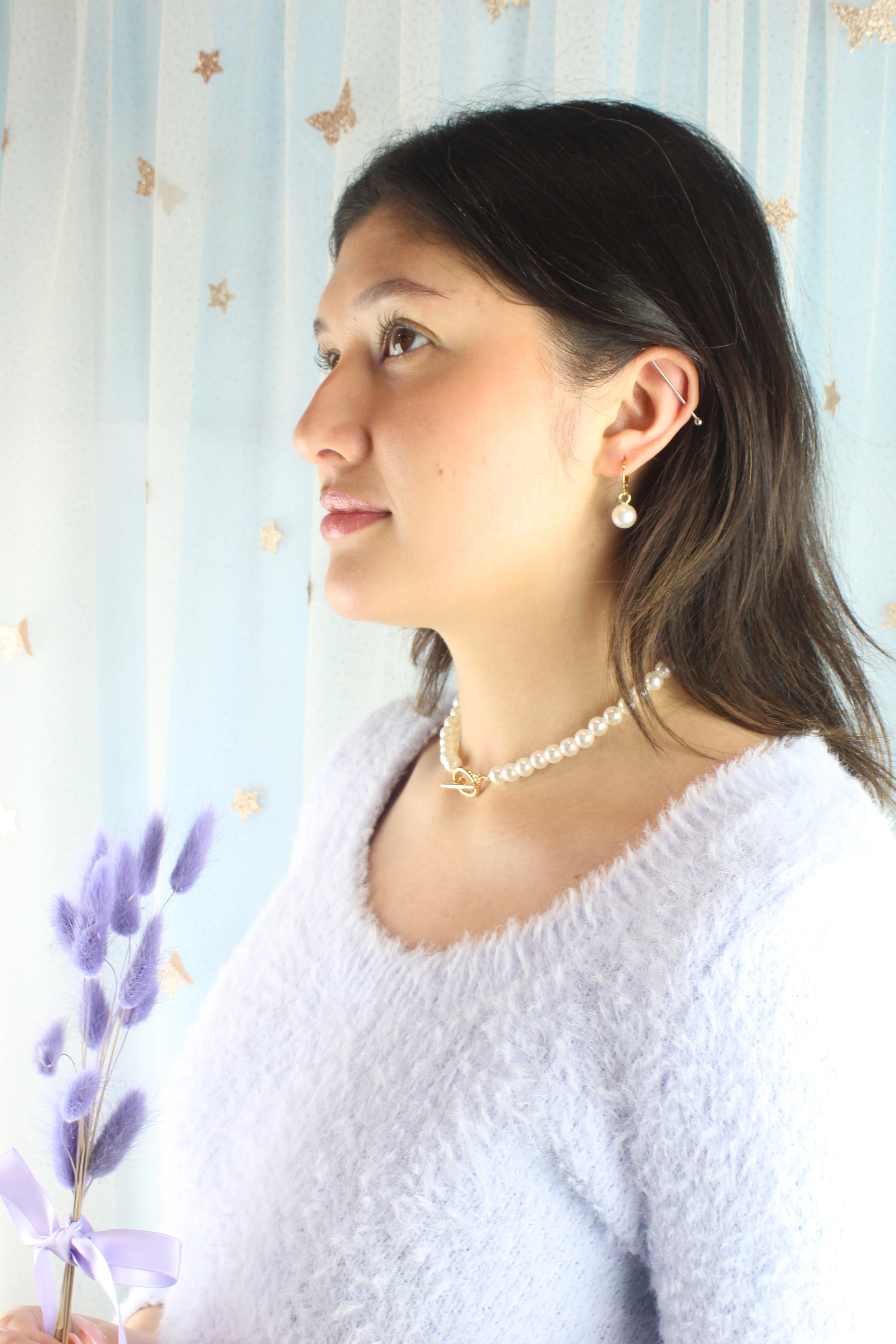 Cherished Pearl Huggie Hoop Earrings (Gold Plated) - Image 8