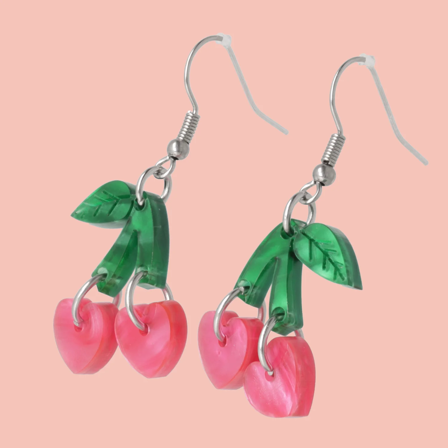 Cherry Love Earrings (Pink Marble) - Image 4