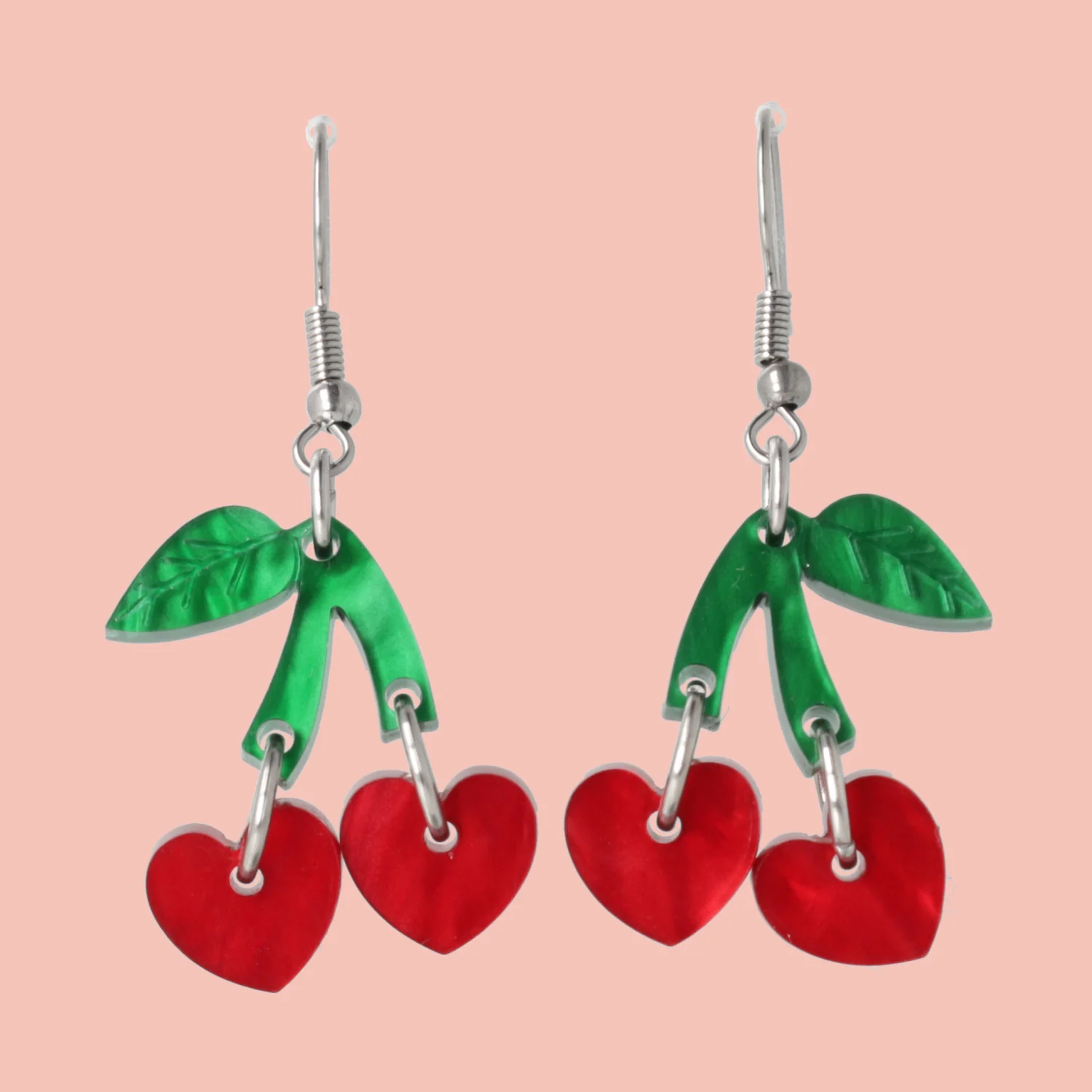 Cherry Love Earrings (Red Marble)