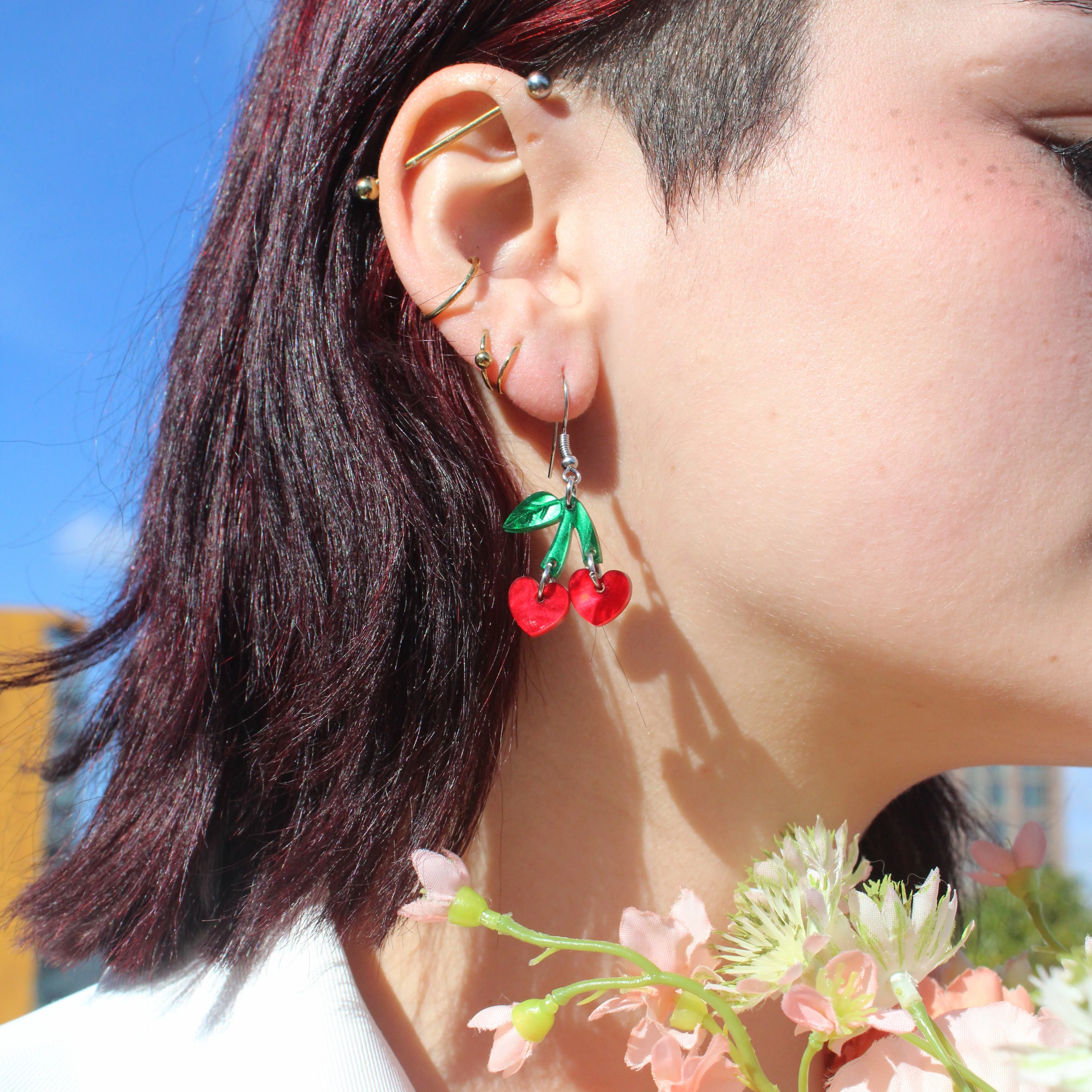 Cherry Love Earrings (Red Marble) - Image 10