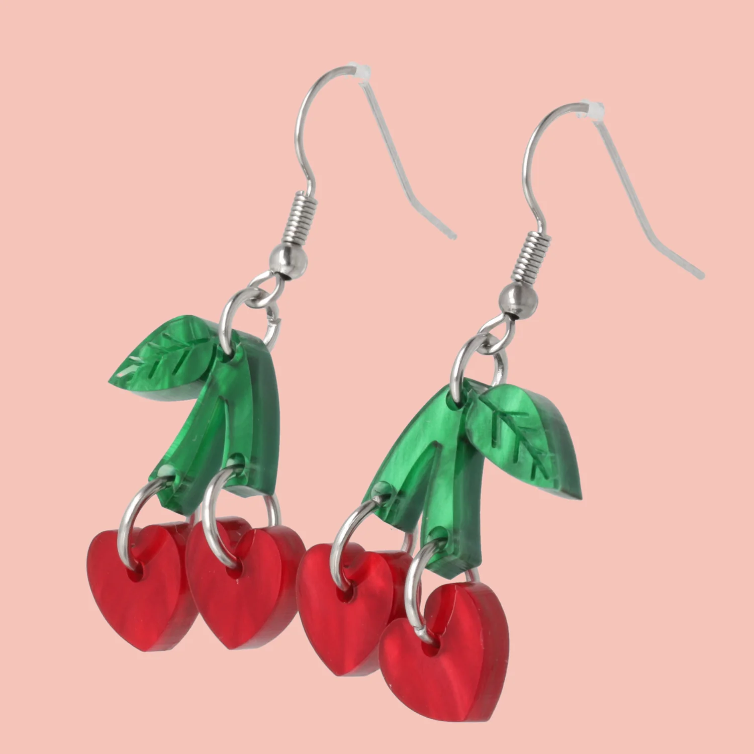 Cherry Love Earrings (Red Marble) - Image 3
