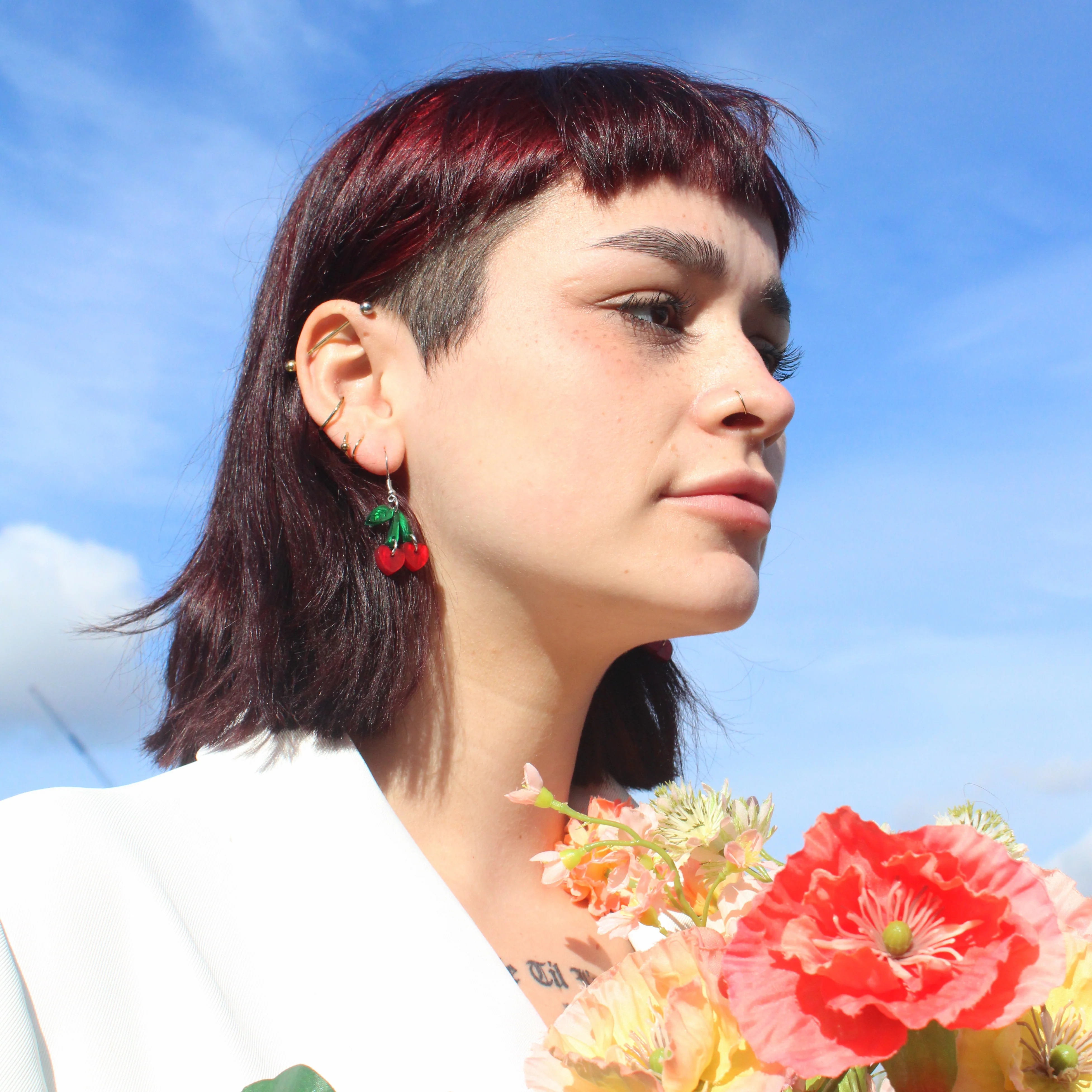 Cherry Love Earrings (Red Marble) - Image 8