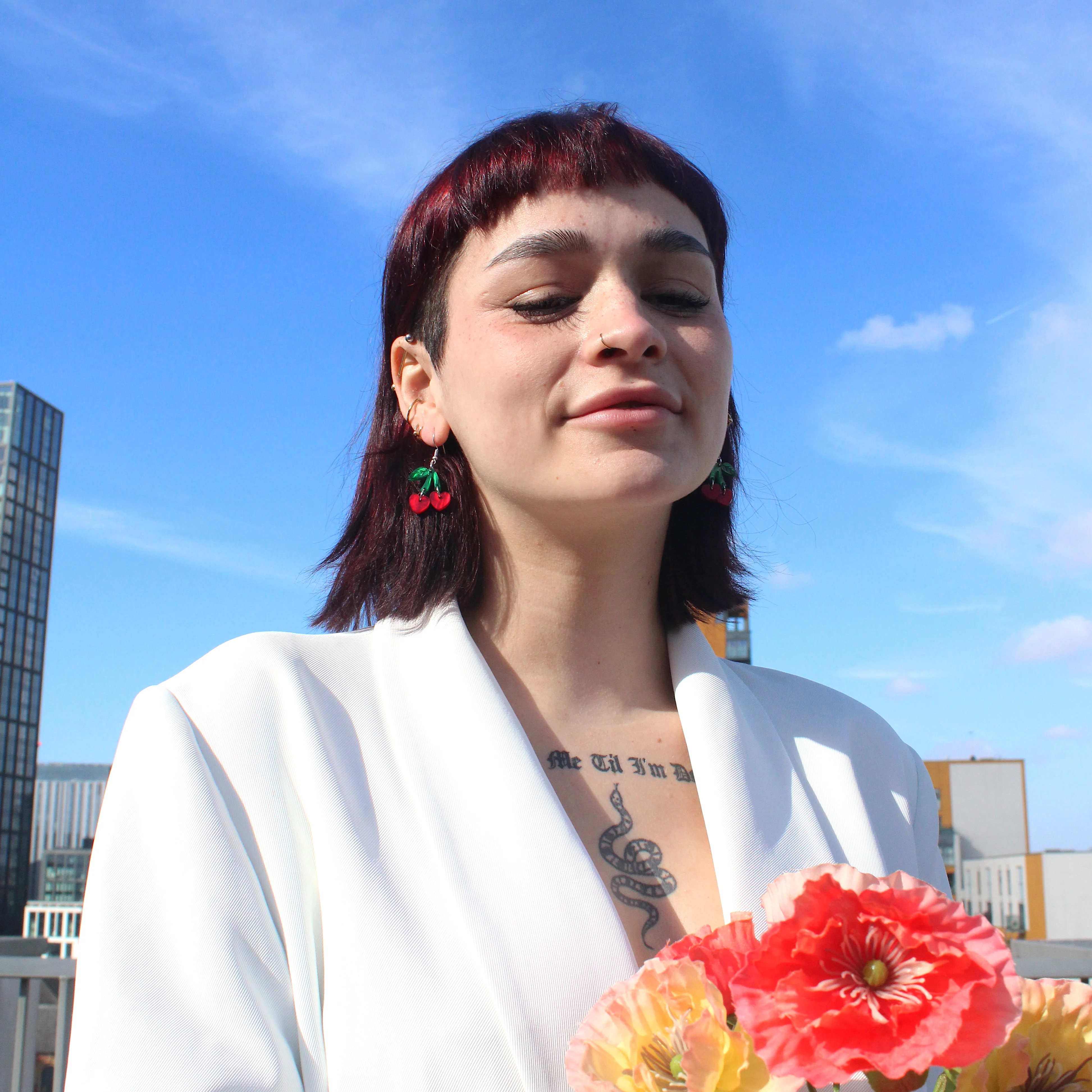 Cherry Love Earrings (Red Marble) - Image 9
