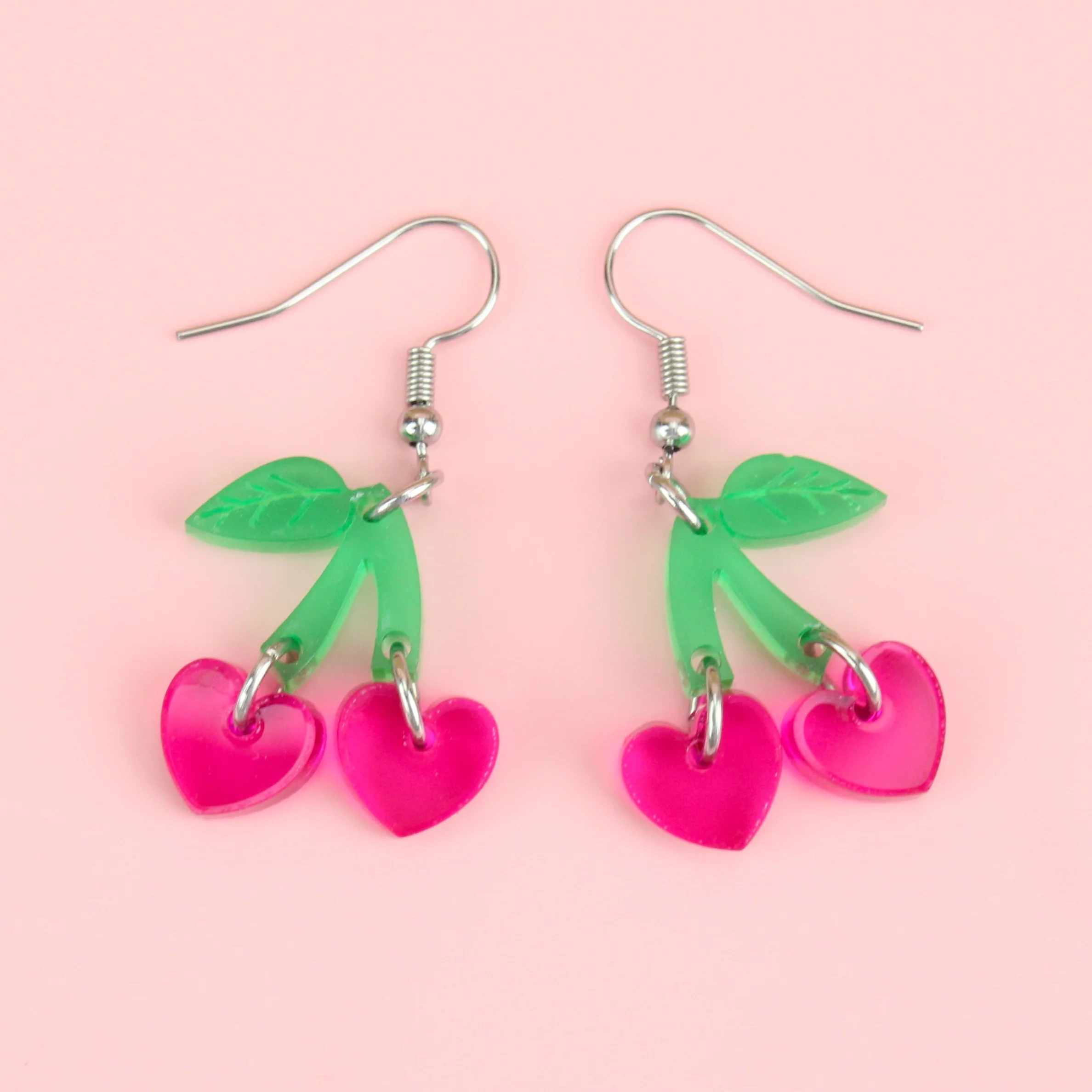 Cherry Love Earrings (Transparent Pink)