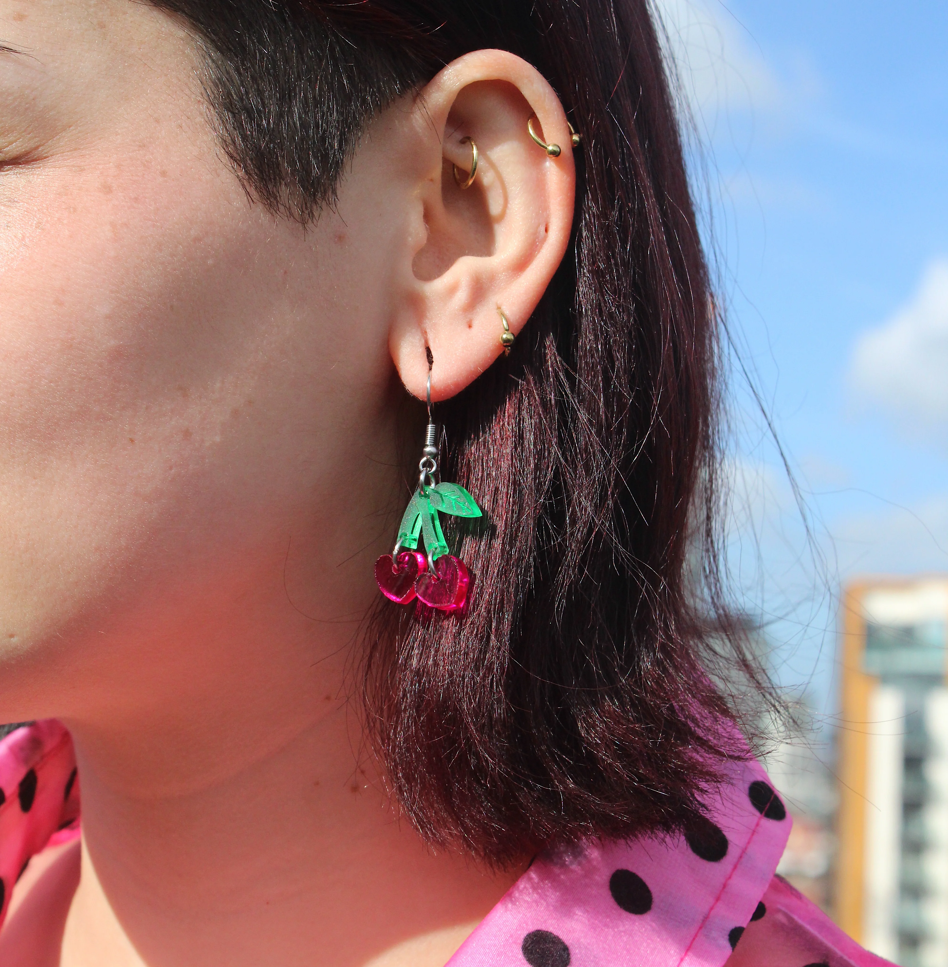Cherry Love Earrings (Transparent Pink) - Image 2