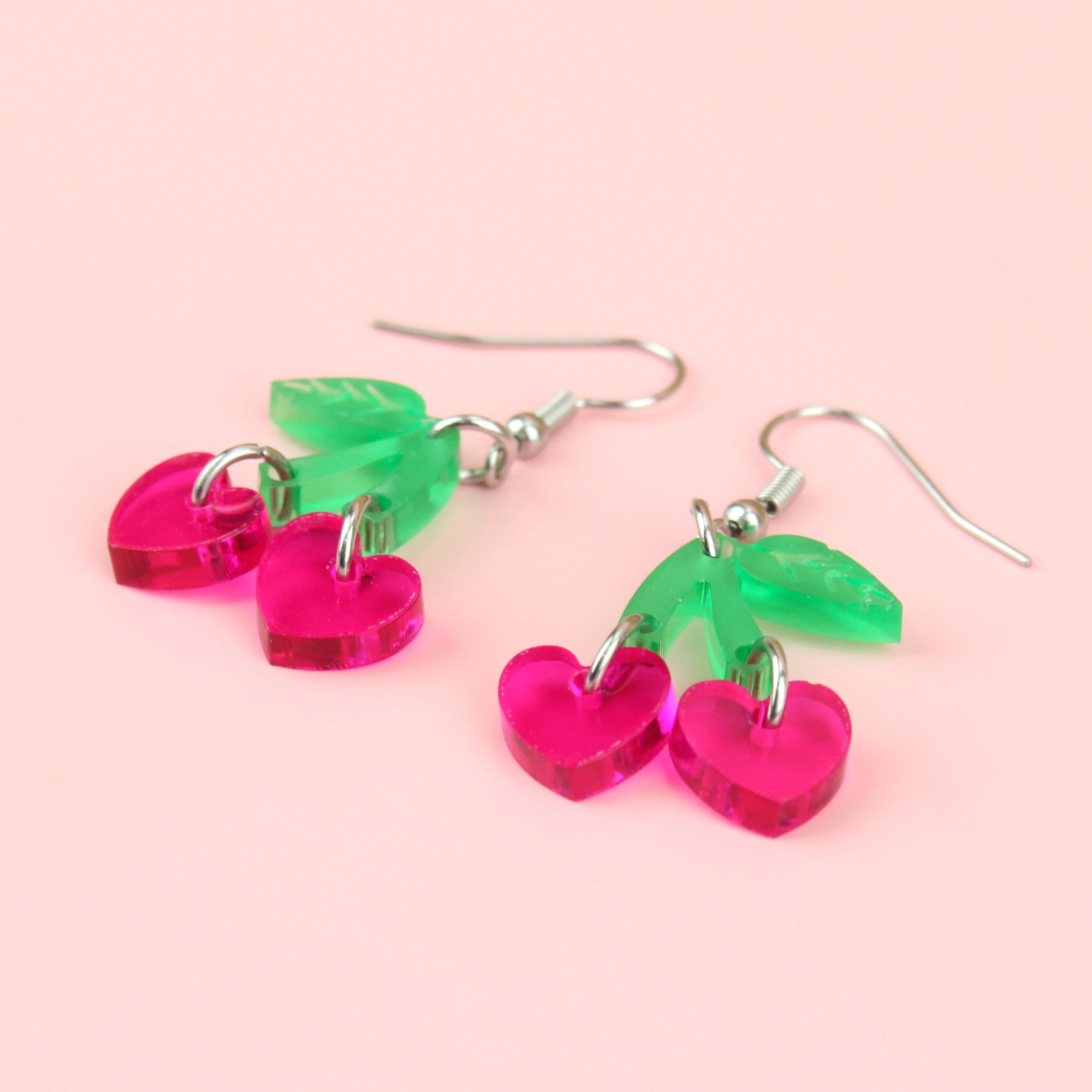 Cherry Love Earrings (Transparent Pink) - Image 3