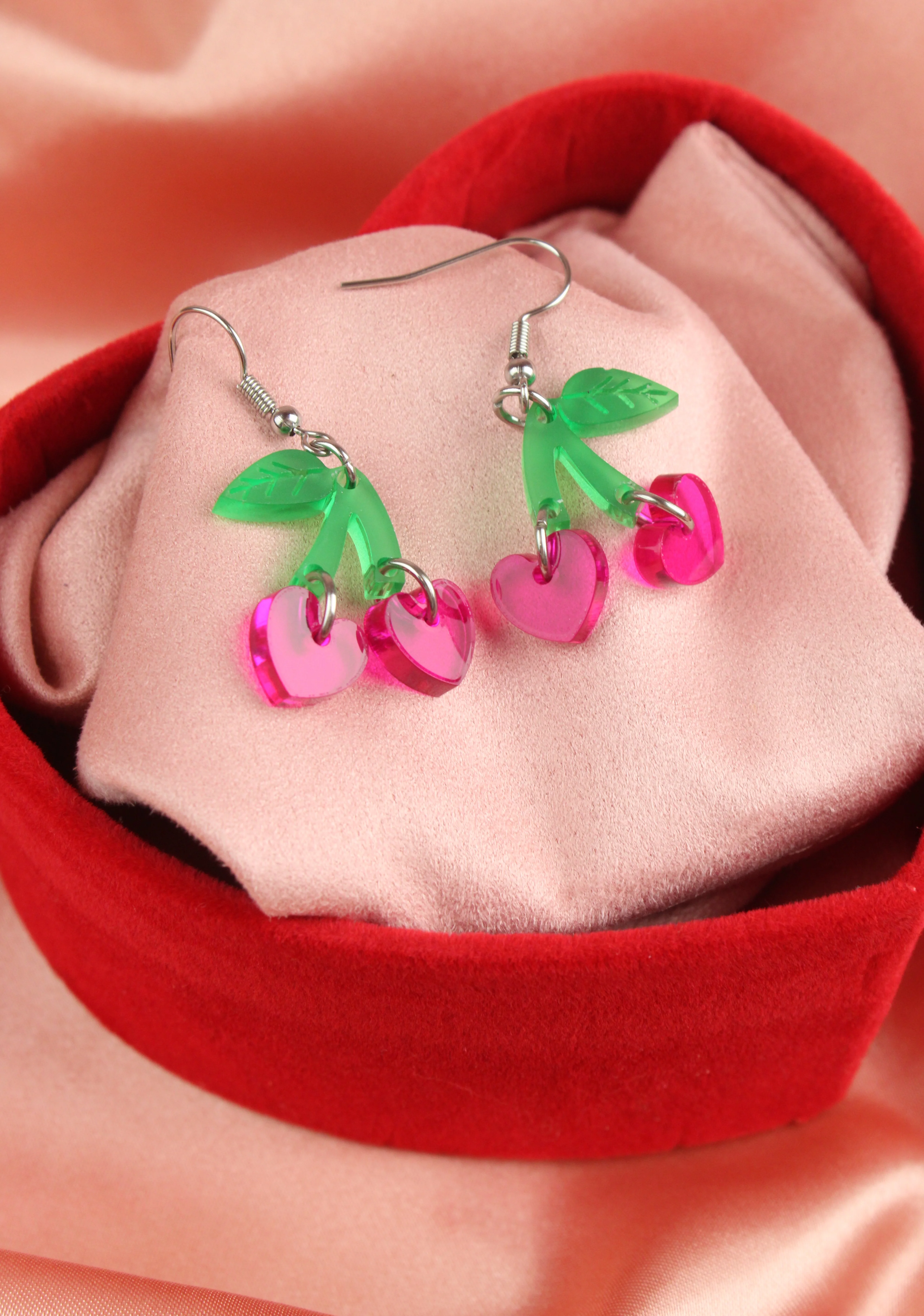 Cherry Love Earrings (Transparent Pink) - Image 4