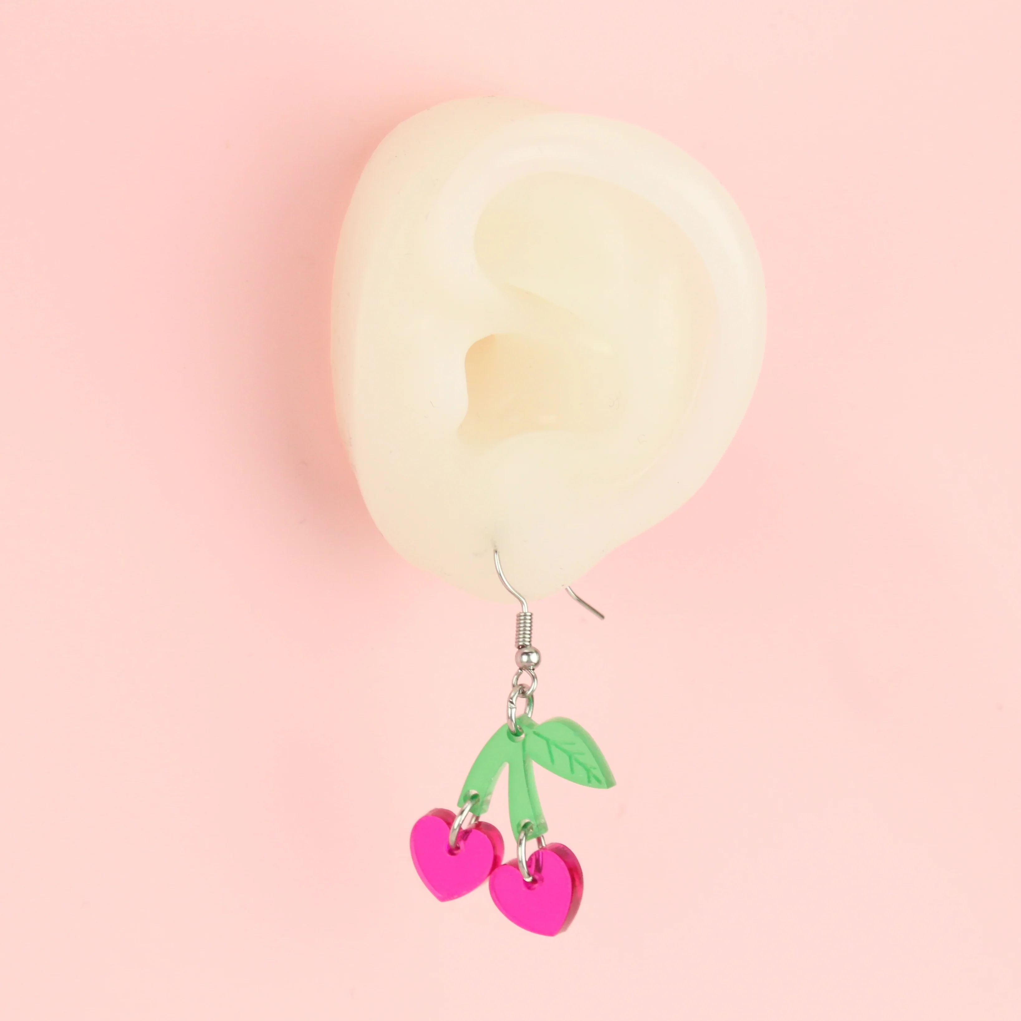 Cherry Love Earrings (Transparent Pink) - Image 5