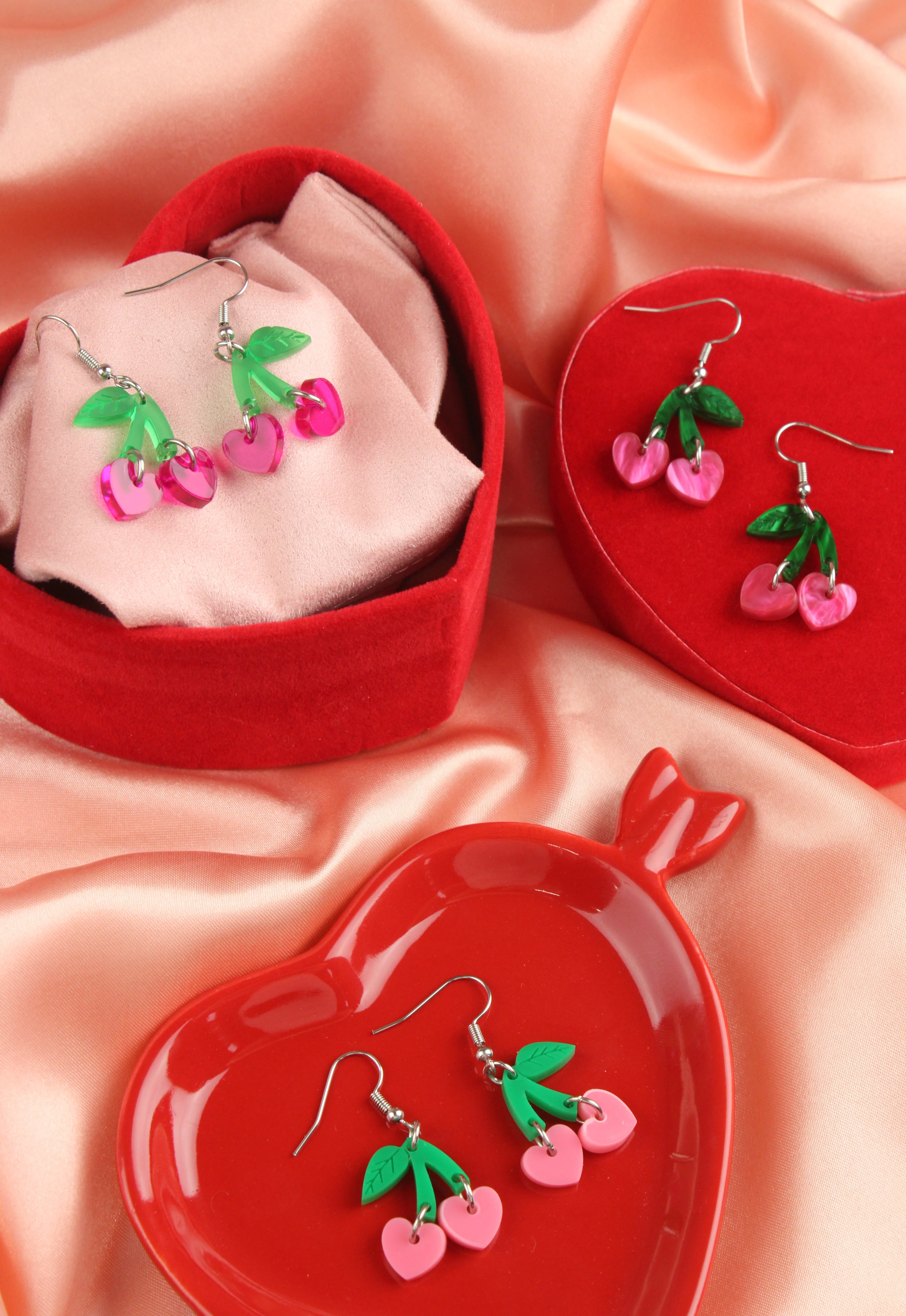 Cherry Love Earrings (Transparent Pink) - Image 8
