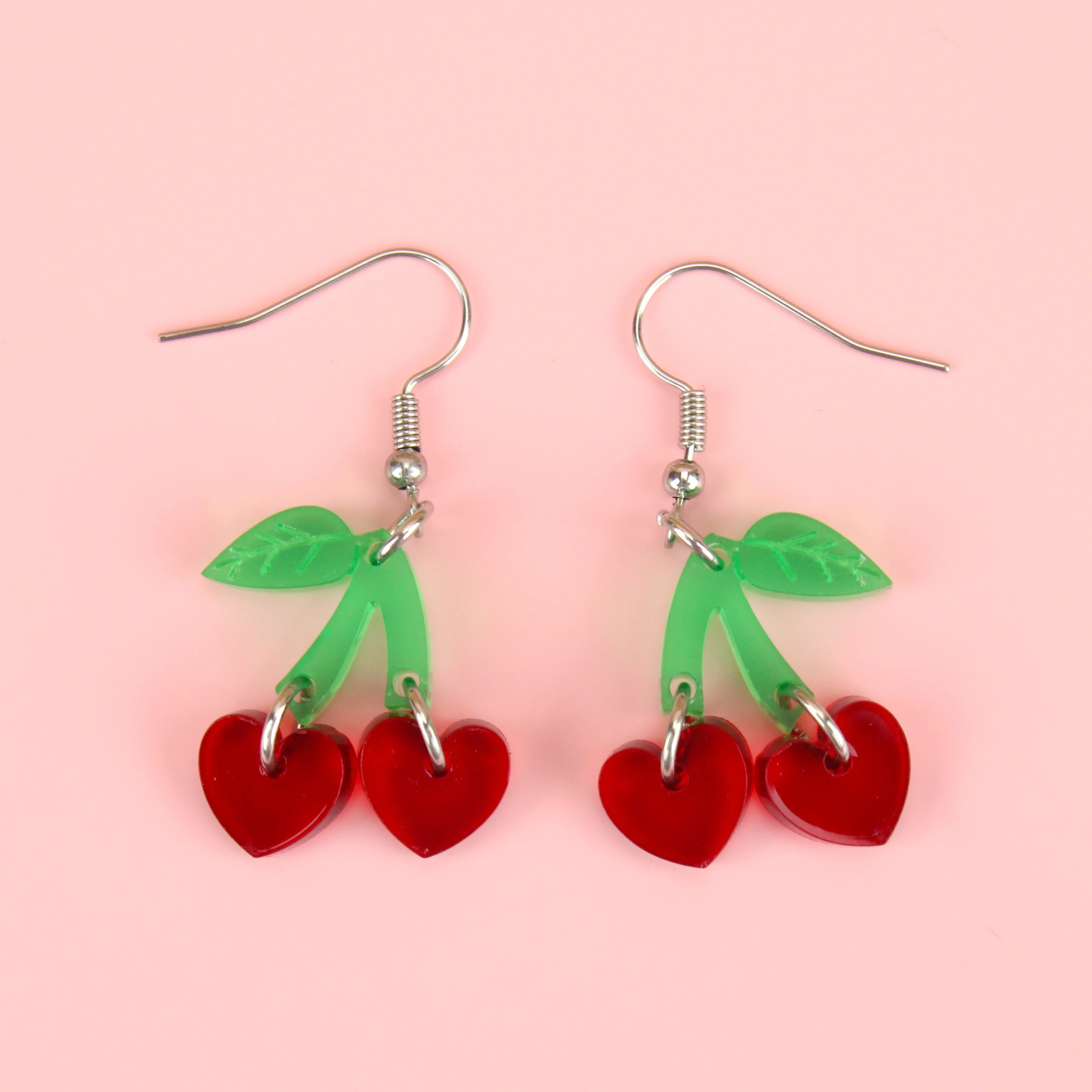 Cherry Love Earrings (Transparent Red)