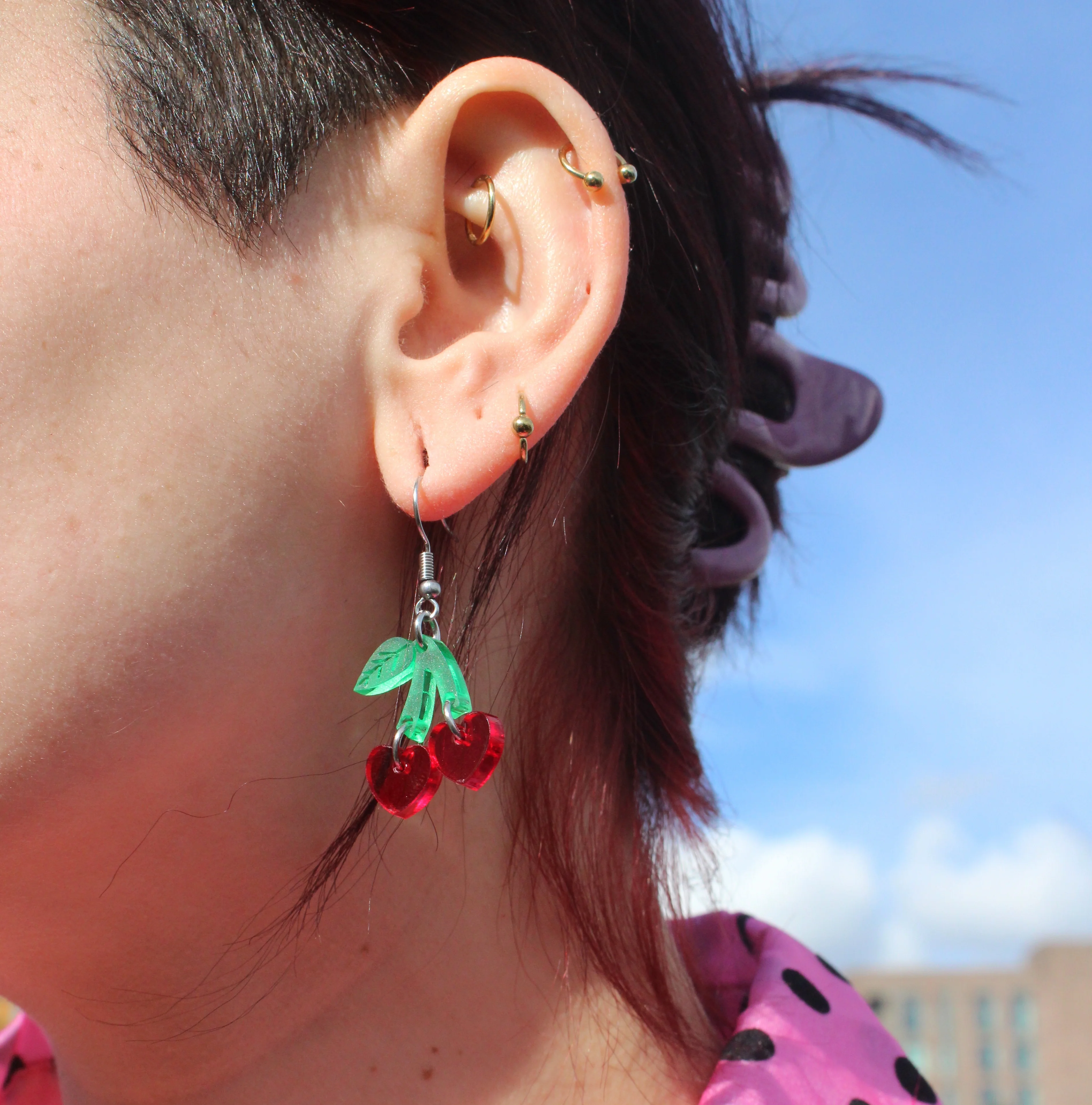 Cherry Love Earrings (Transparent Red) - Image 7