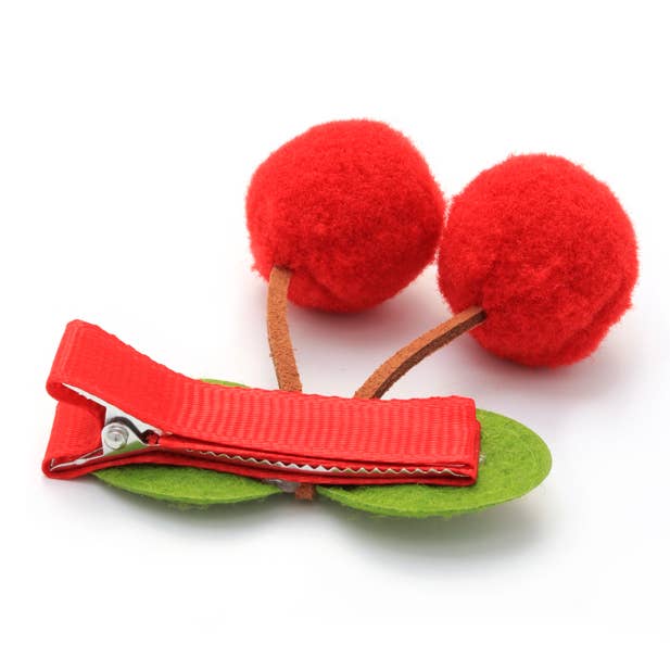 Cherry Pom Pom Hair Clips - Pair of 2 - Image 3