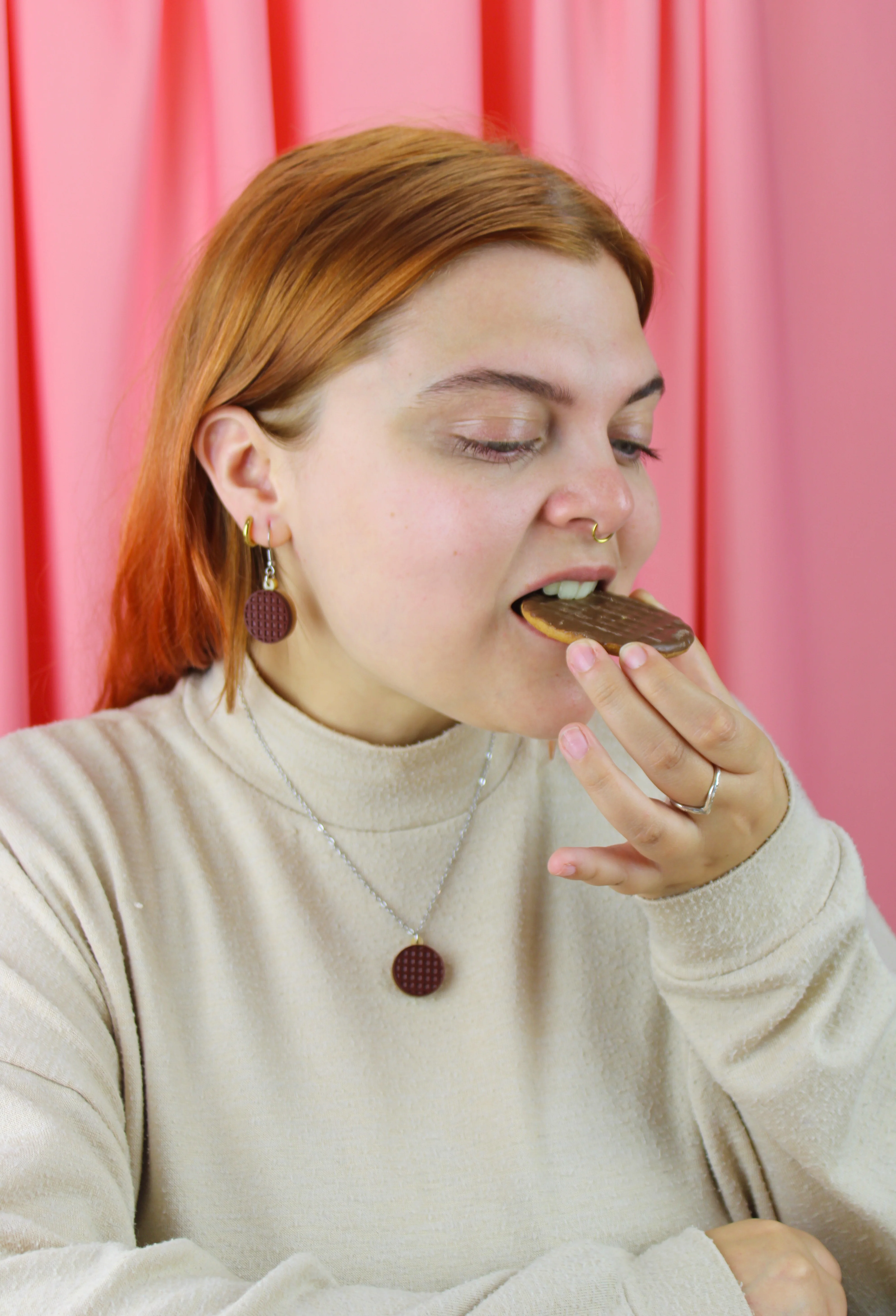Chocolate Digestive Biscuit Earrings - Image 4