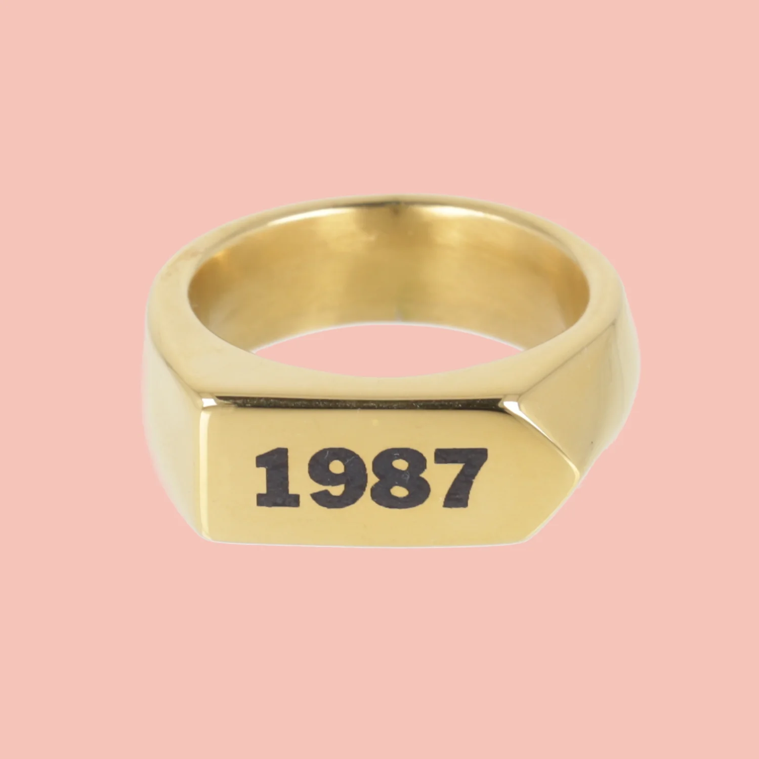 Chunky Customisable Birth Year Ring - Gold Plated