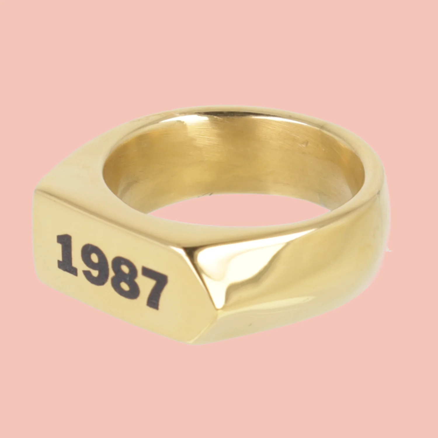 Chunky Customisable Birth Year Ring - Gold Plated - Image 2