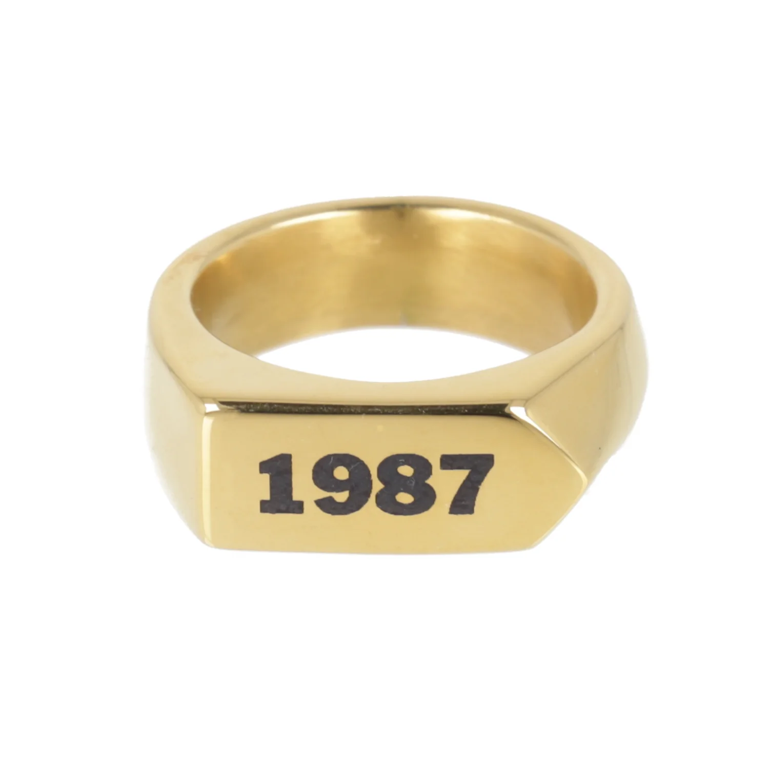 Chunky Customisable Birth Year Ring - Gold Plated - Image 3