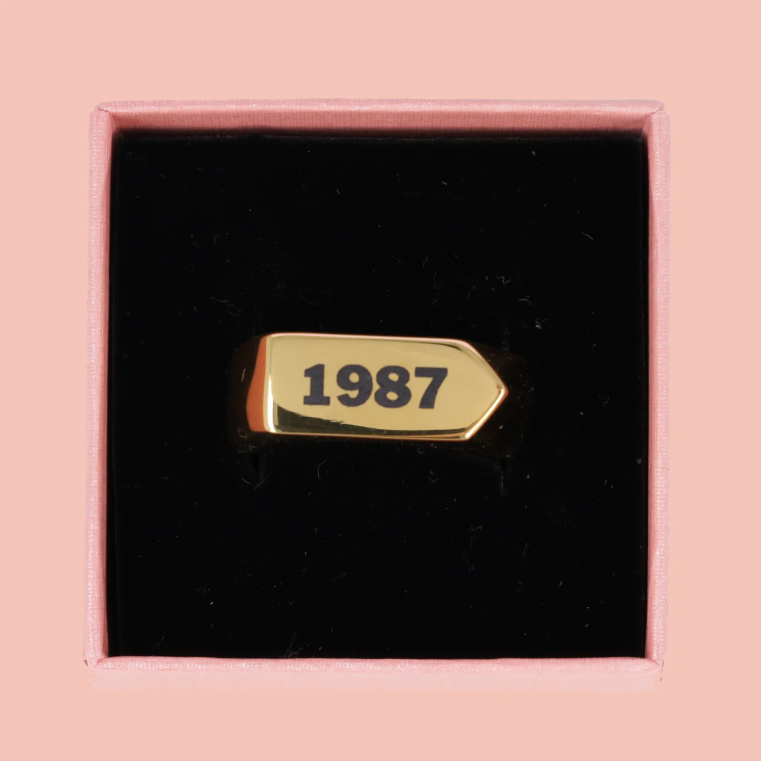 Chunky Customisable Birth Year Ring - Gold Plated - Image 6