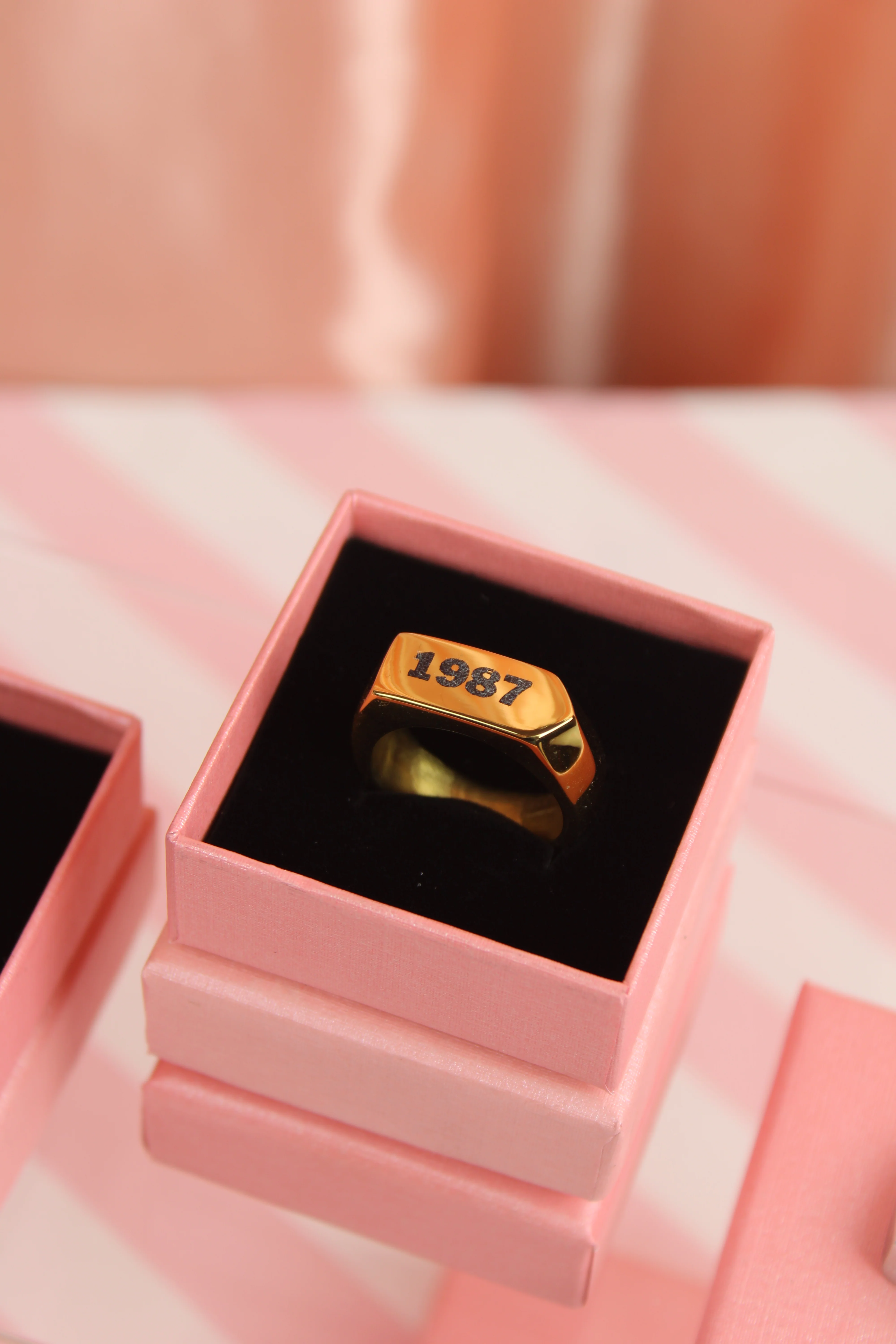 Chunky Customisable Birth Year Ring - Gold Plated - Image 7