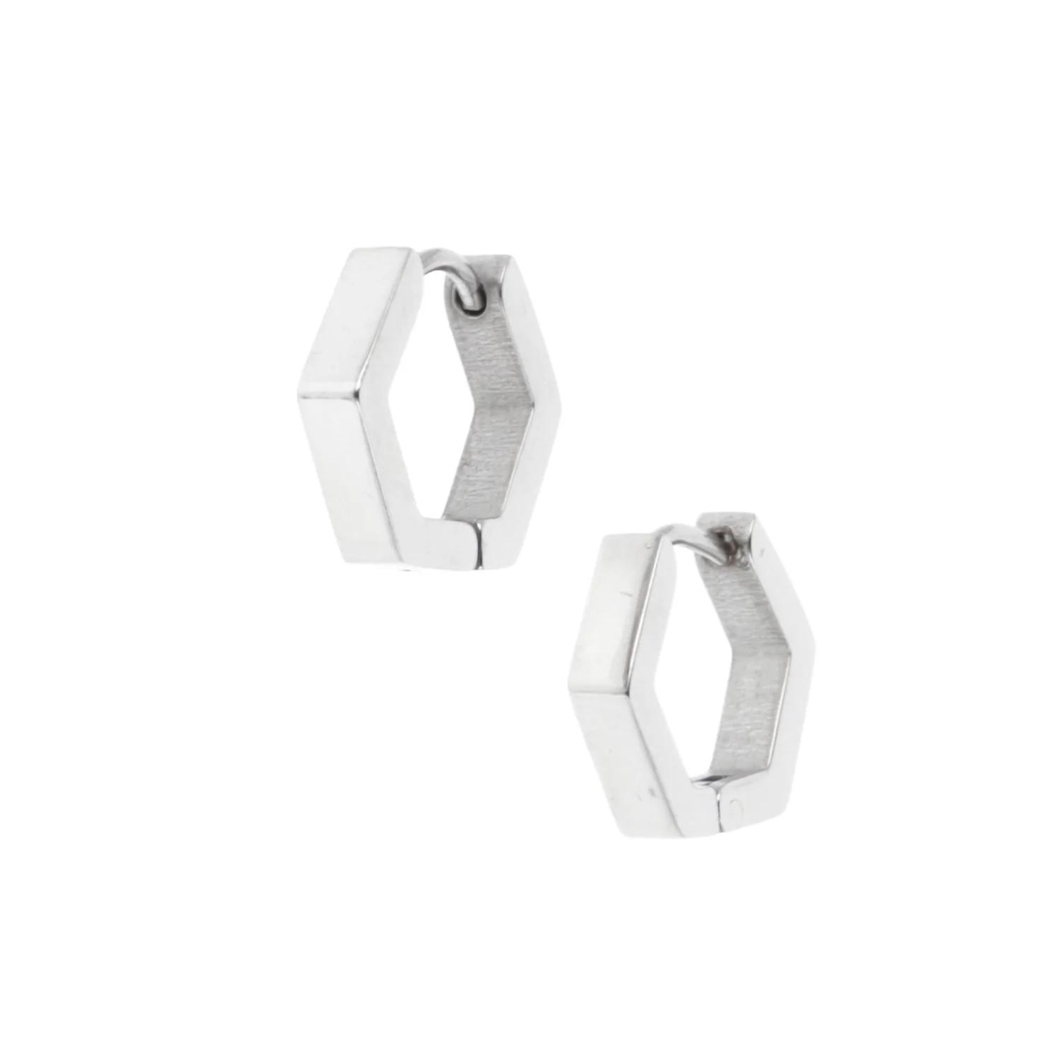 Chunky Hexagon Huggie Hoop Earrings - Image 4