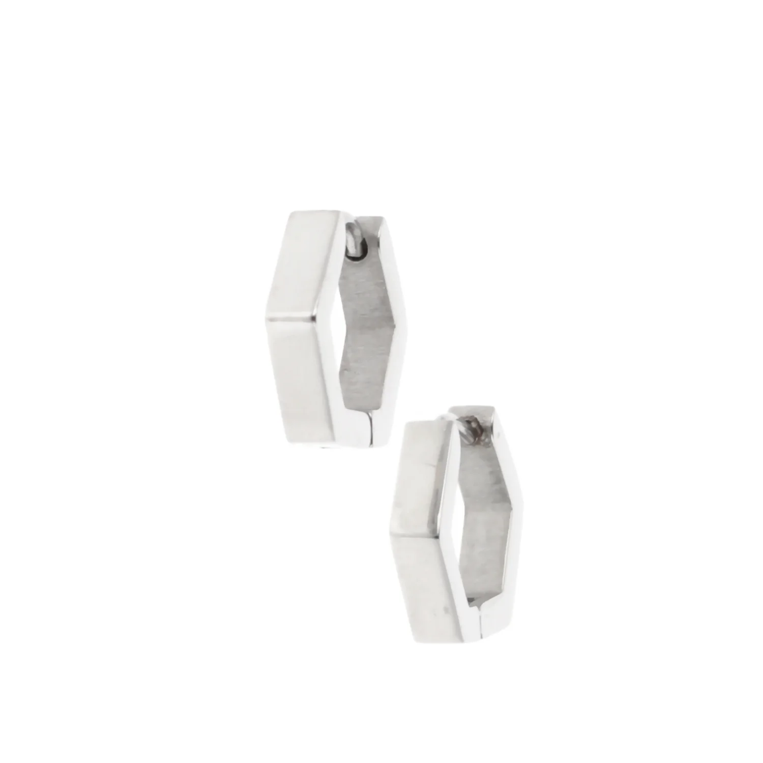 Chunky Hexagon Huggie Hoop Earrings - Image 5