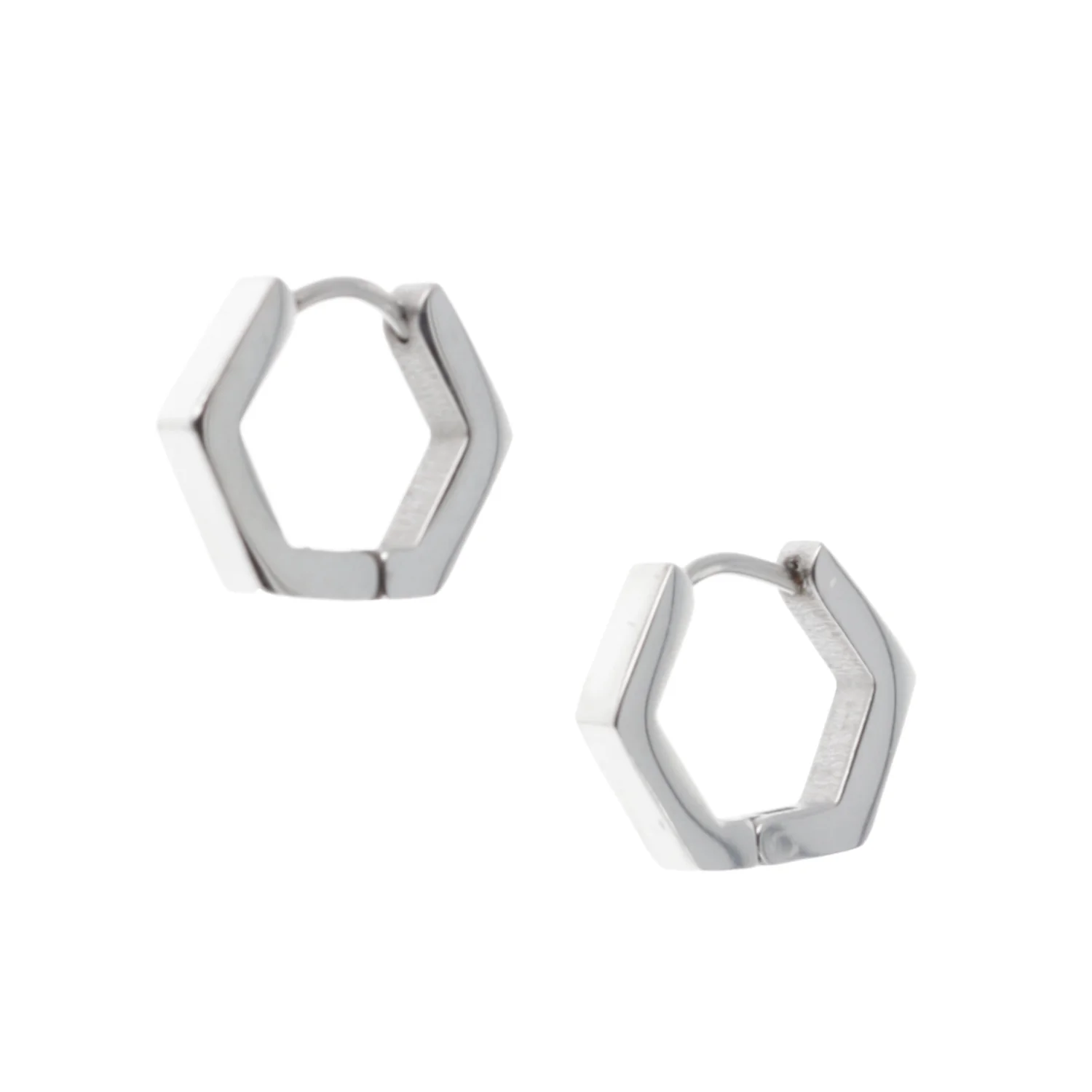 Chunky Hexagon Huggie Hoop Earrings - Image 6